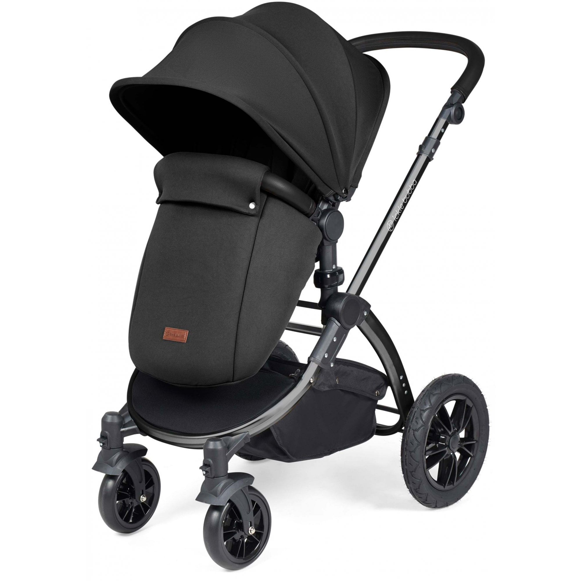 Ickle Bubba Stomp Luxe 12 Piece Travel System & Cirrus Car Seat + Base Midnight