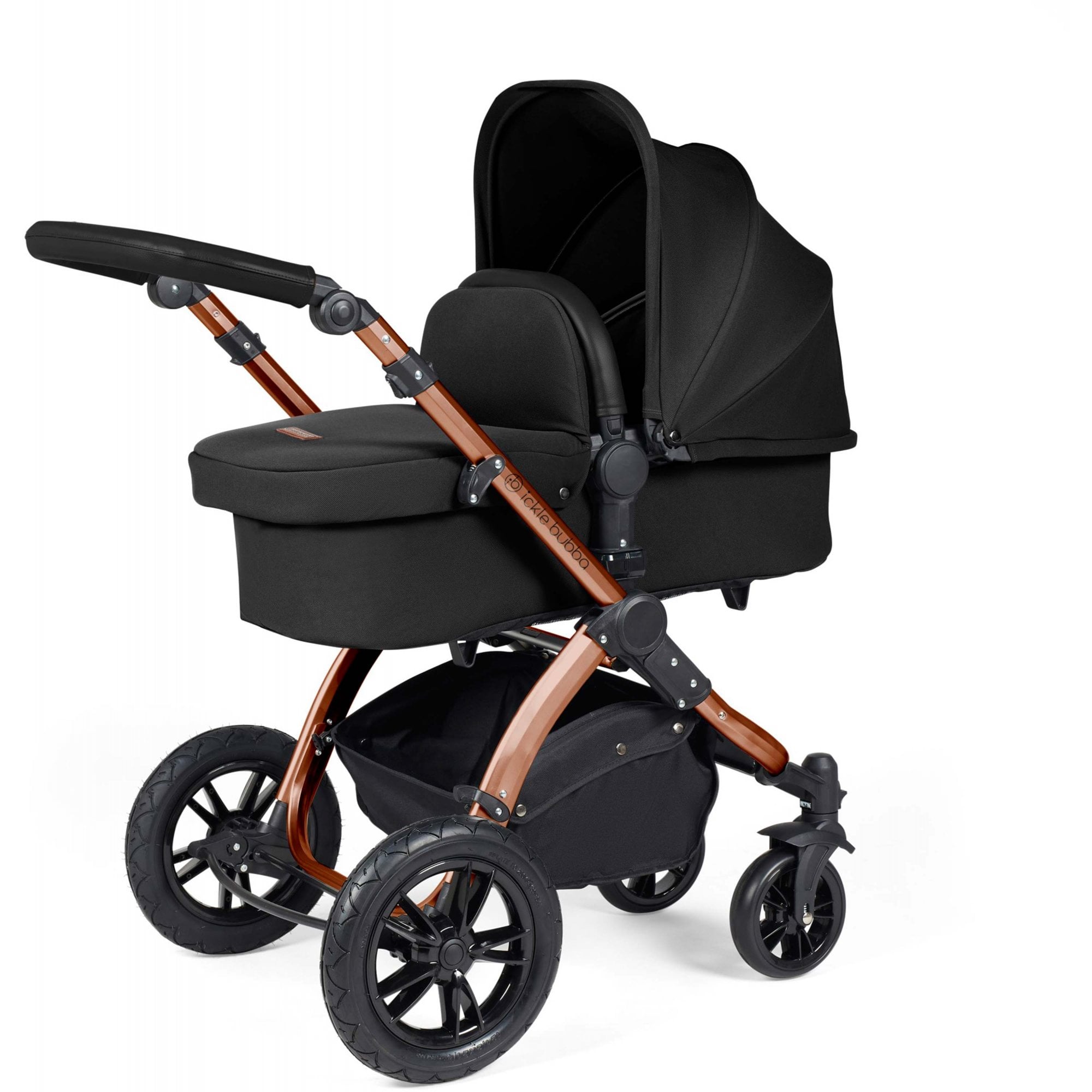 Ickle Bubba Stomp Luxe 12 Piece Travel System with i-Size Stratus Car Seat & ISOFIX Base Midnight