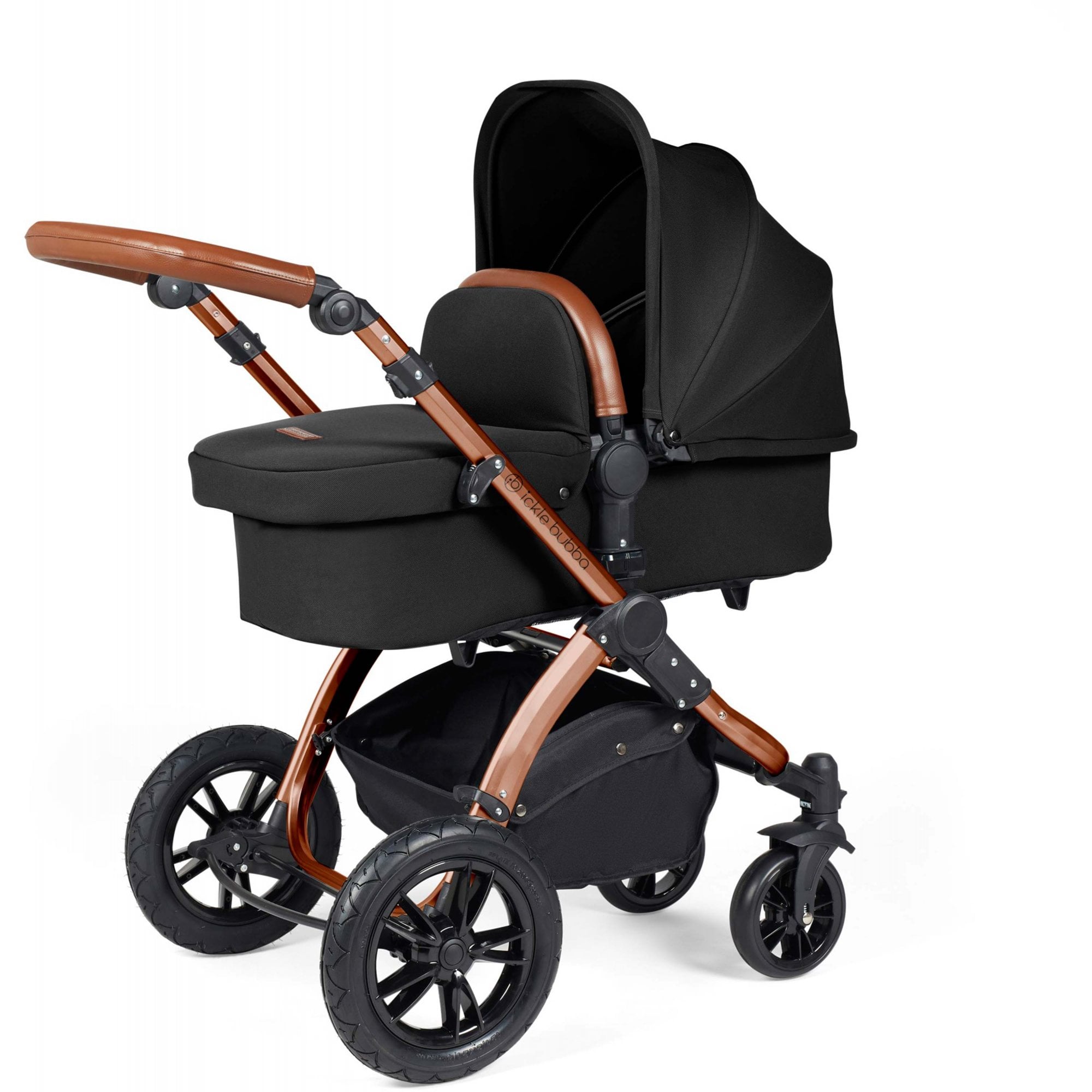 Ickle Bubba Stomp Luxe 12 Piece Travel System with i-Size Stratus Car Seat & ISOFIX Base Midnight
