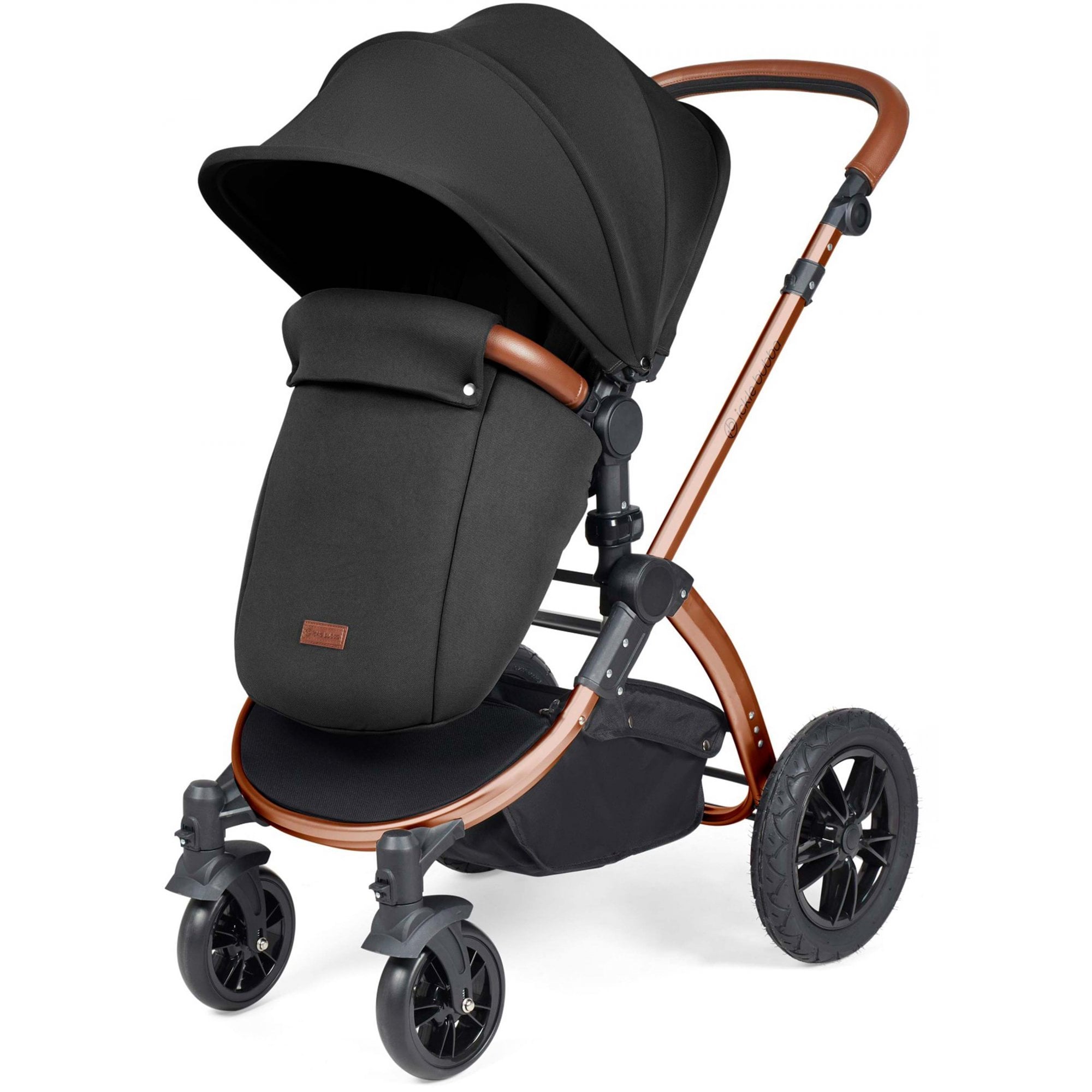 Ickle Bubba Stomp Luxe 12 Piece Travel System with i-Size Stratus Car Seat & ISOFIX Base Midnight