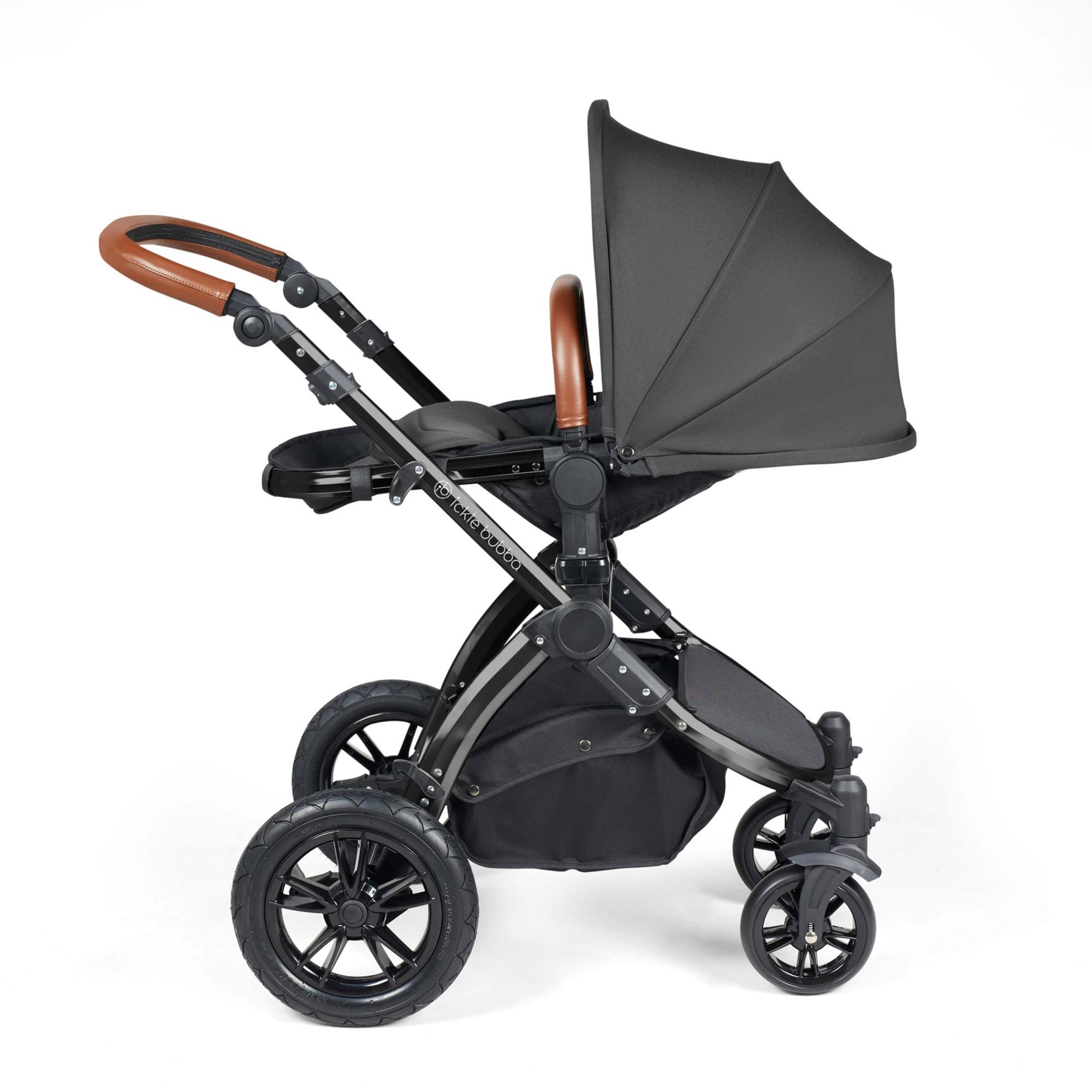 Ickle Bubba Stomp Luxe 12 Piece Travel System with i-Size Stratus Car Seat & ISOFIX Base Charcoal