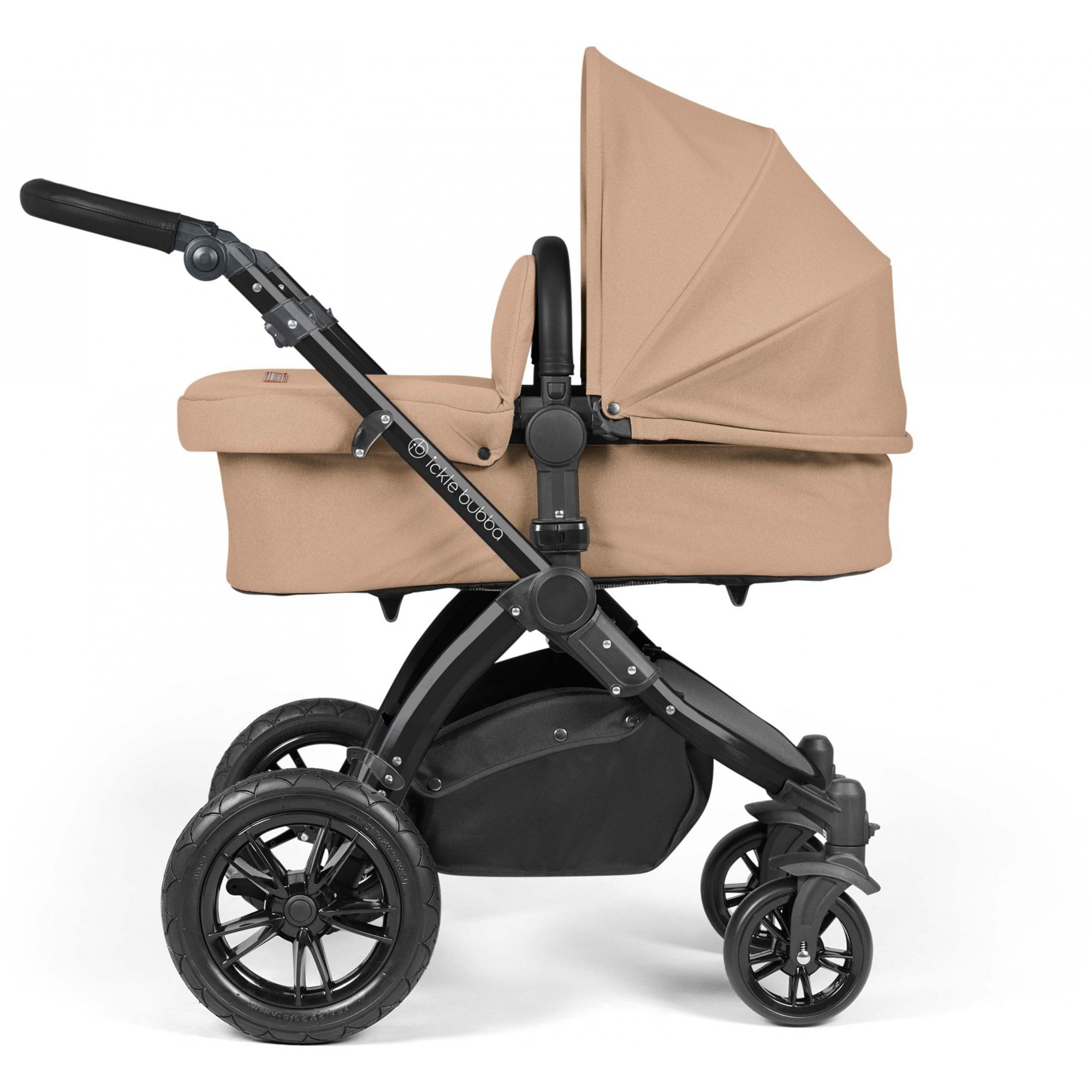 Ickle Bubba Stomp Luxe 12 Piece Travel System & i-Size Cirrus Car Seat +Base Desert