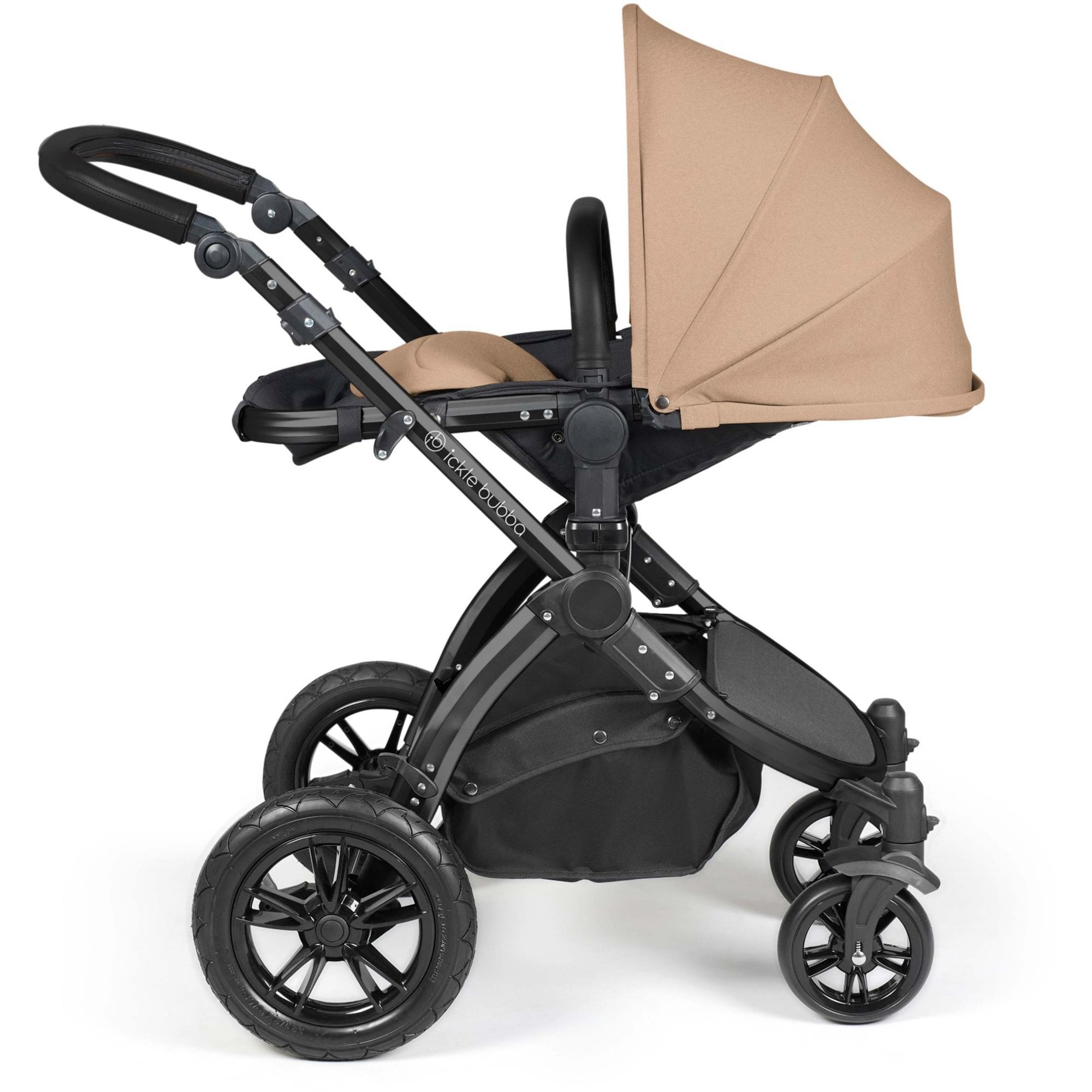 Ickle Bubba Stomp Luxe 12 Piece Travel System with i-Size Stratus Car Seat & ISOFIX Base Desert