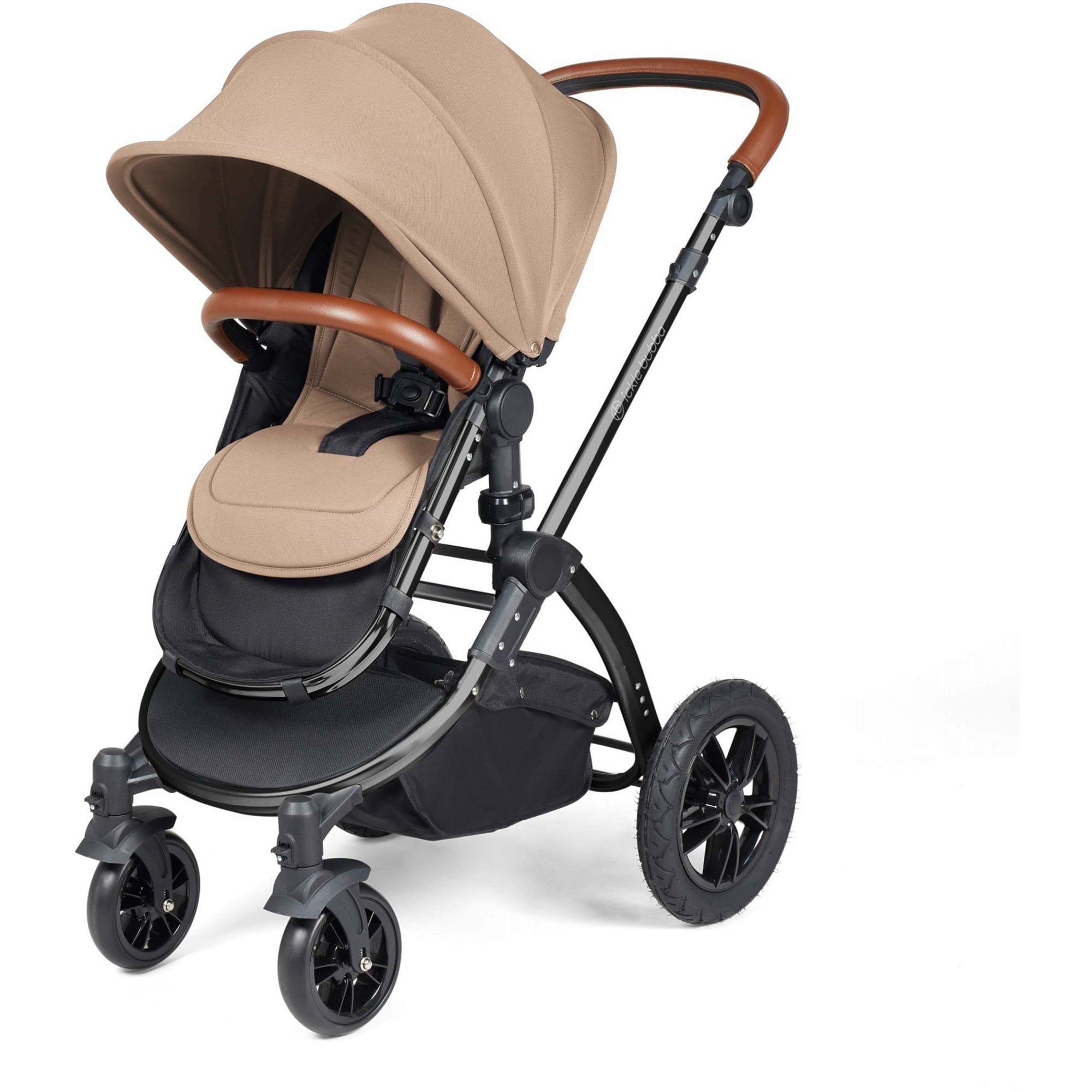 Ickle Bubba Stomp Luxe 12 Piece Travel System & i-Size Cirrus Car Seat +Base Desert