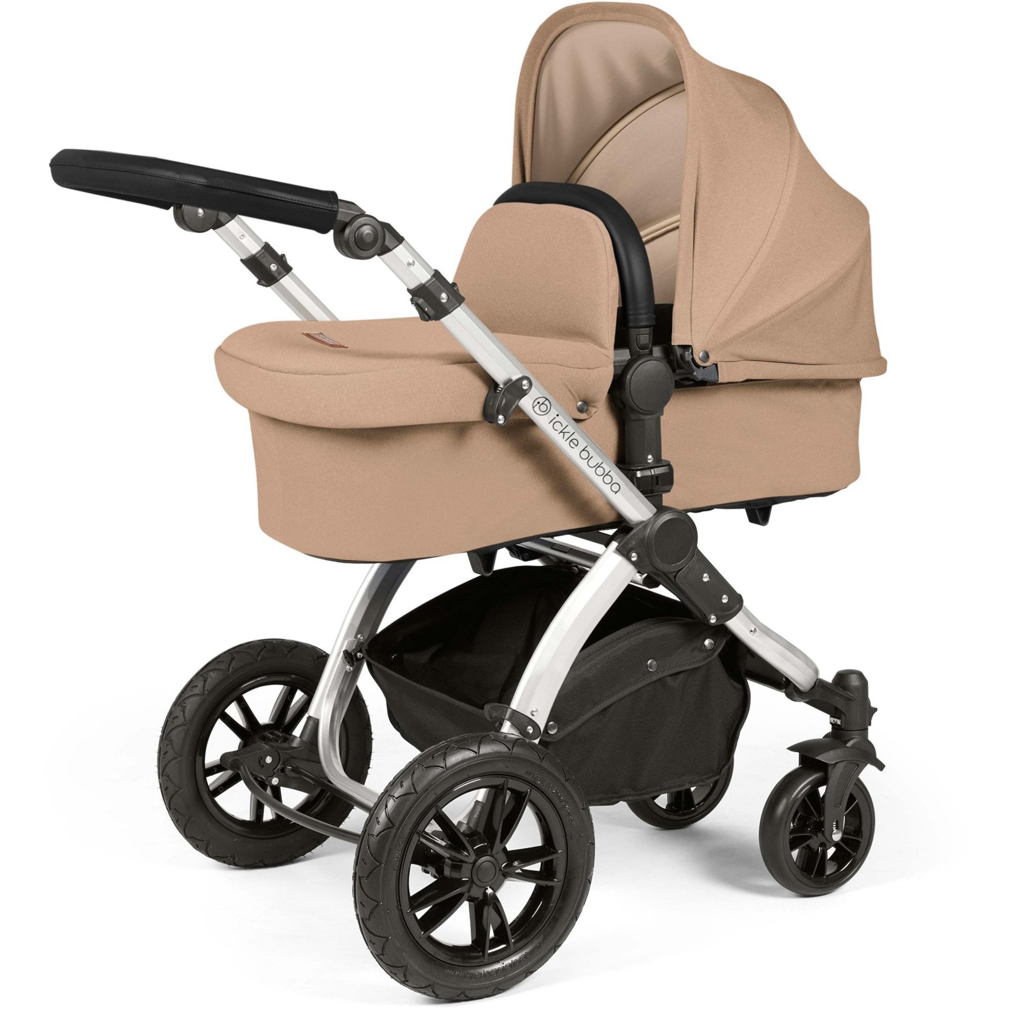 Ickle Bubba Stomp Luxe 12 Piece Travel System with i-Size Stratus Car Seat & ISOFIX Base Desert