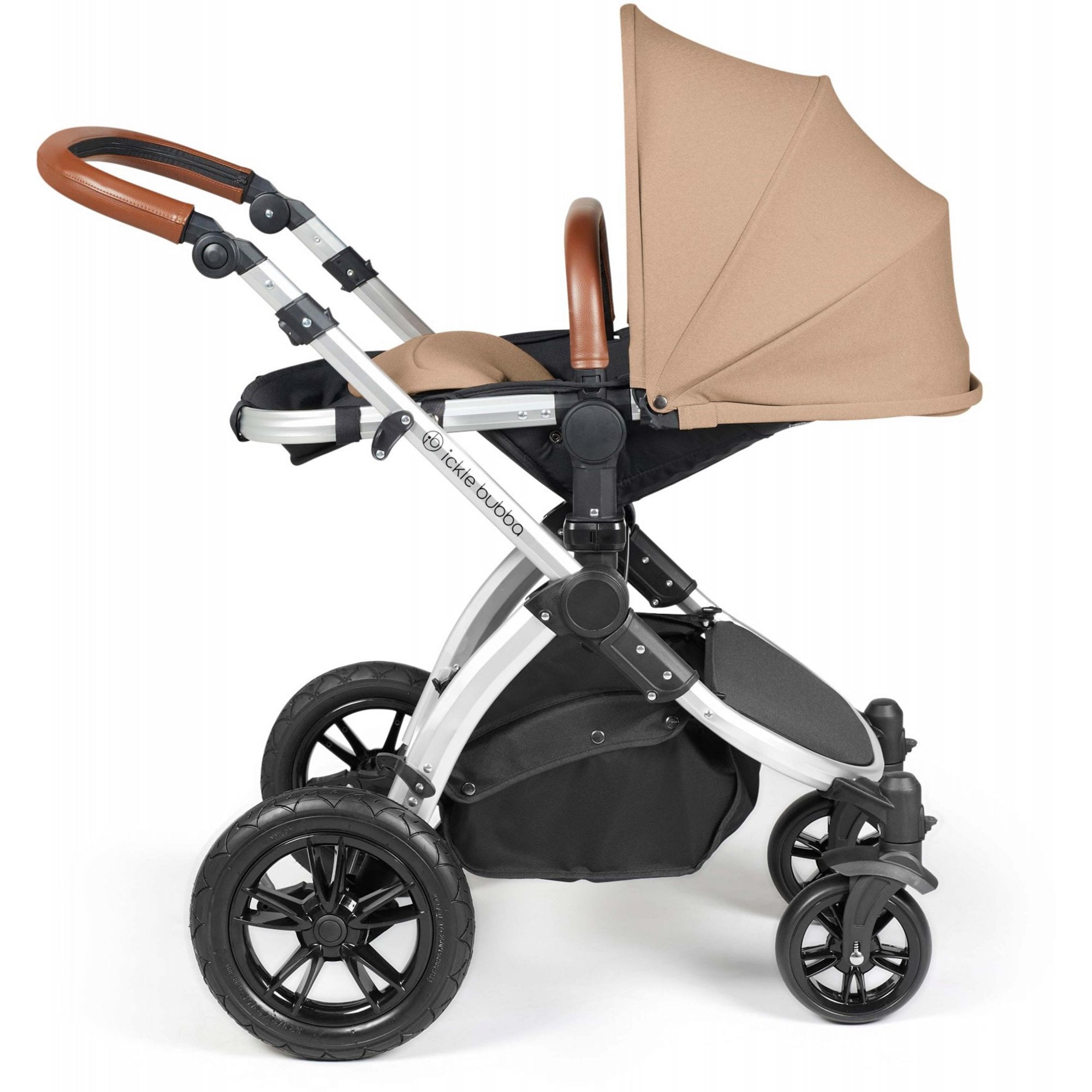 Ickle Bubba Stomp Luxe 12 Piece Travel System & i-Size Cirrus Car Seat +Base Desert