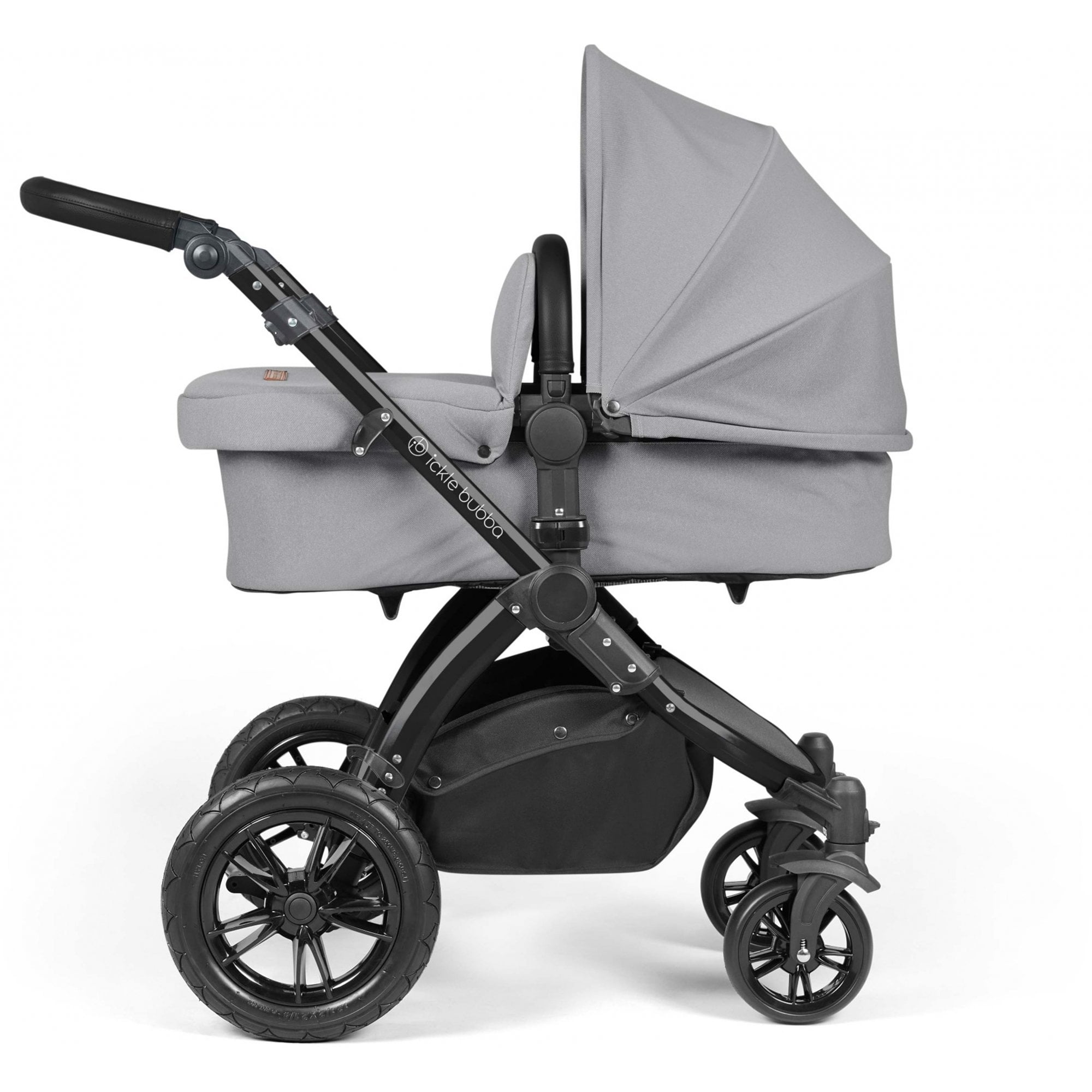 Ickle Bubba Stomp Luxe 12 Piece Travel System & i-Size Cirrus Car Seat + Base Pearl Grey