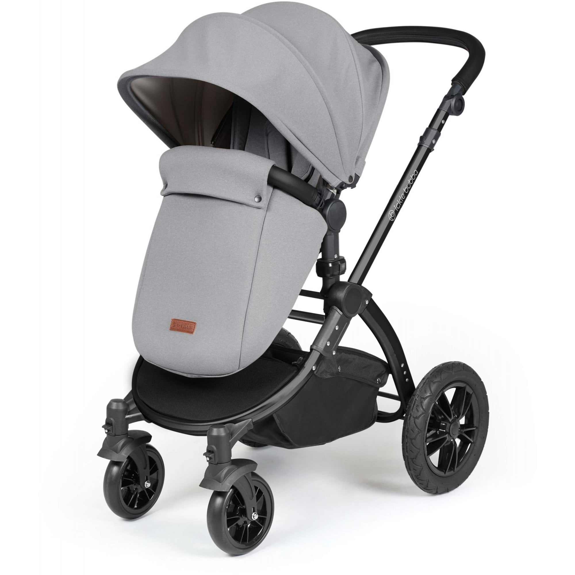 Ickle Bubba Stomp Luxe 12 Piece Travel System & i-Size Cirrus Car Seat + Base Pearl Grey