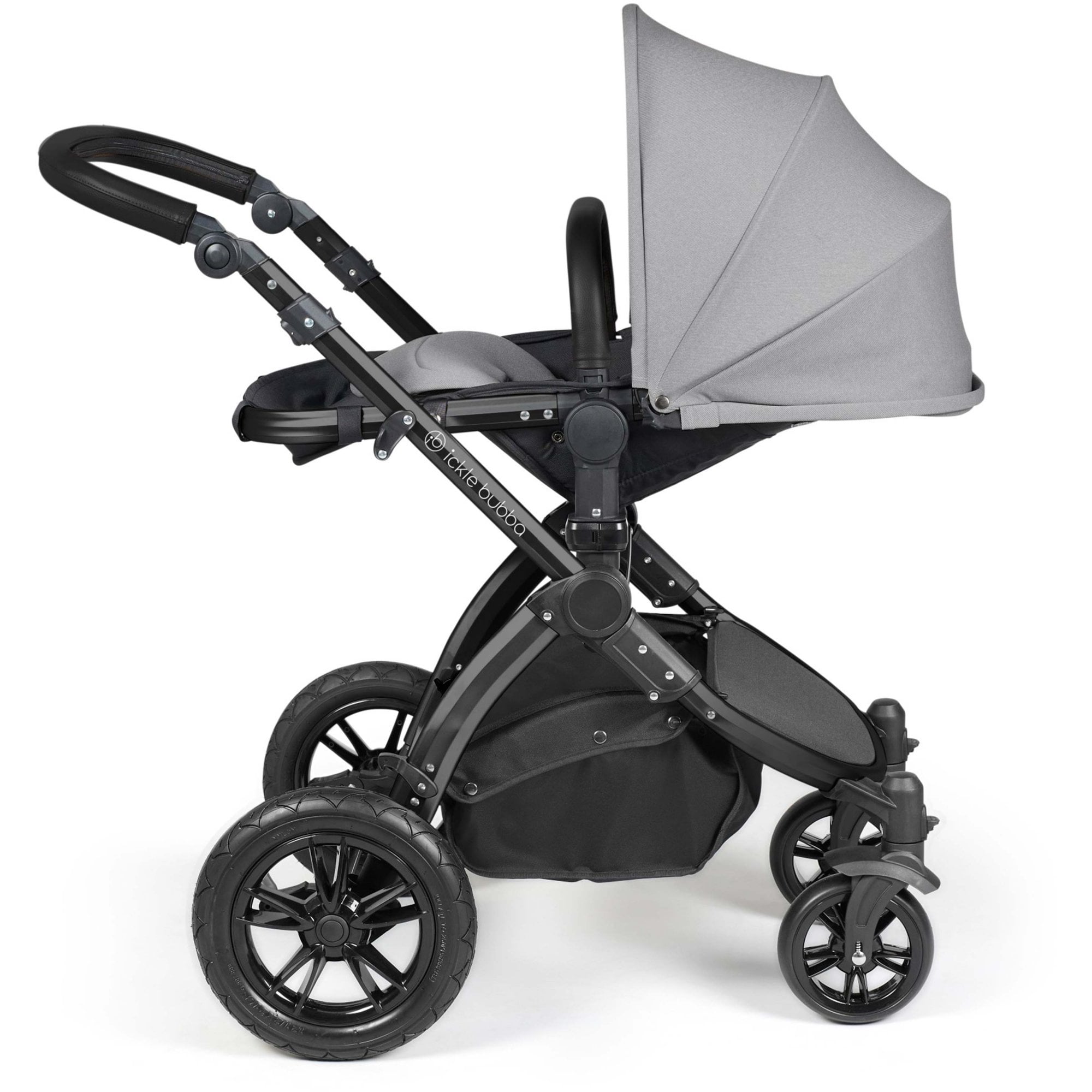 Ickle Bubba Stomp Luxe 12 Piece Travel System & i-Size Cirrus Car Seat + Base Pearl Grey