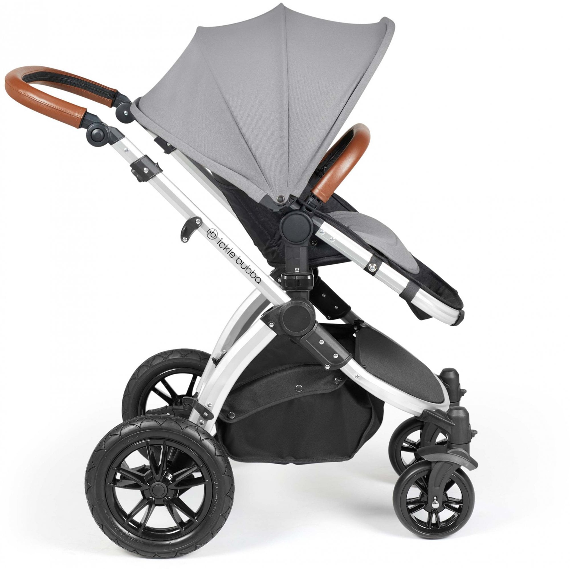 Ickle Bubba Stomp Luxe 12 Piece Travel System & i-Size Cirrus Car Seat + Base Pearl Grey