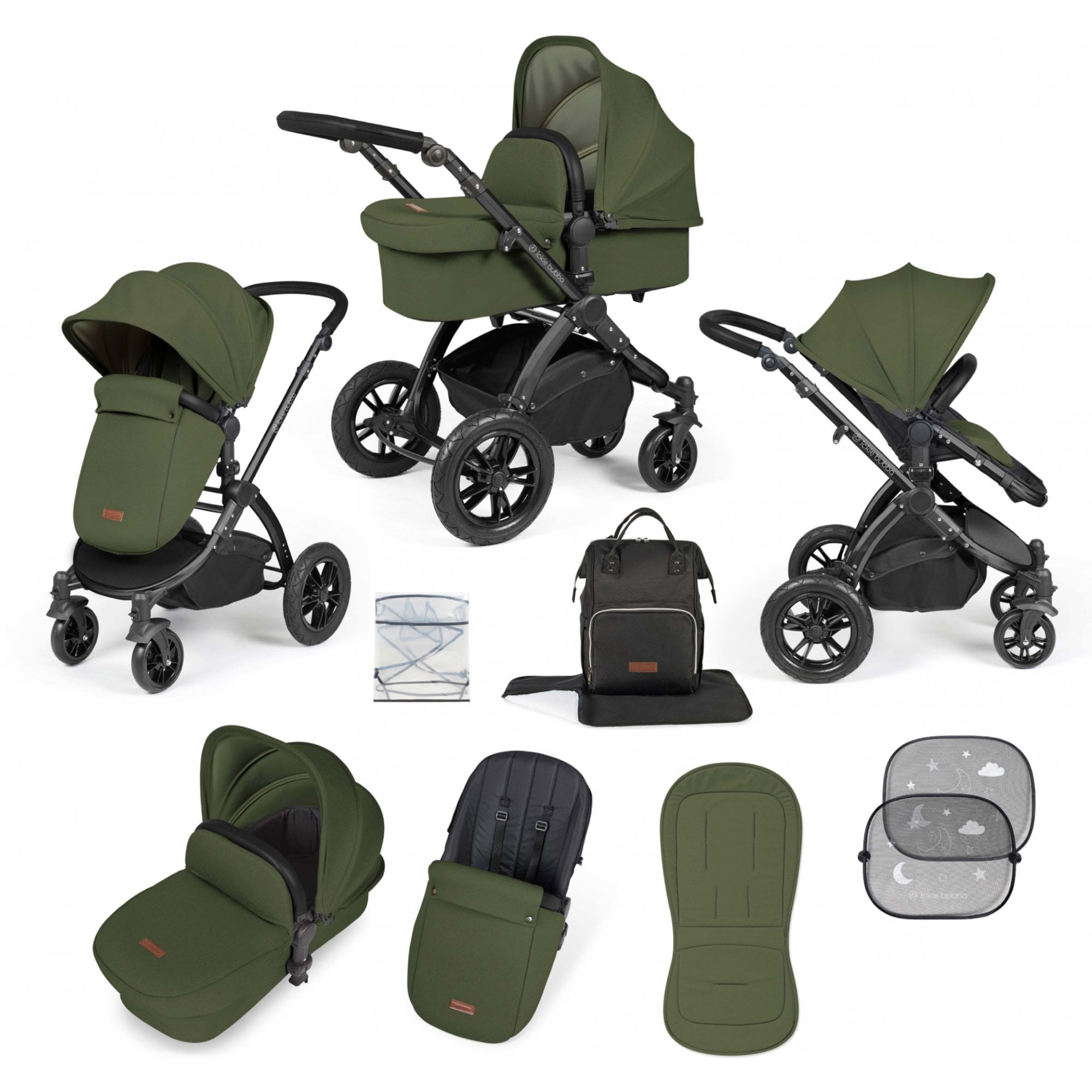 Ickle Bubba Stomp Luxe 9 Piece Pram Woodland