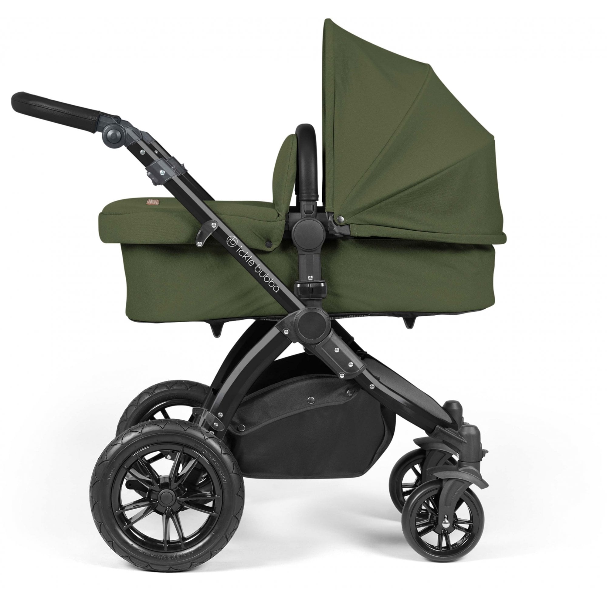 Ickle Bubba Stomp Luxe 12 Piece Travel System with i-Size Stratus Car Seat & ISOFIX Base Woodland