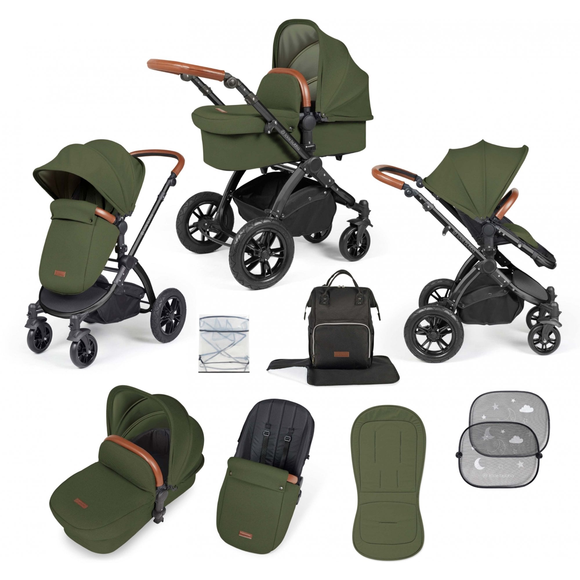 Ickle Bubba Stomp Luxe 9 Piece Pram Woodland