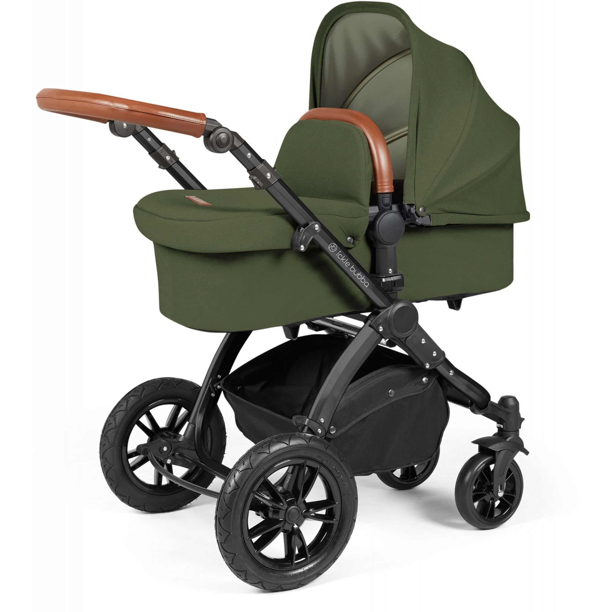 Ickle Bubba Stomp Luxe 12 Piece Travel System & i-Size Cirrus Car Seat + Base Woodland