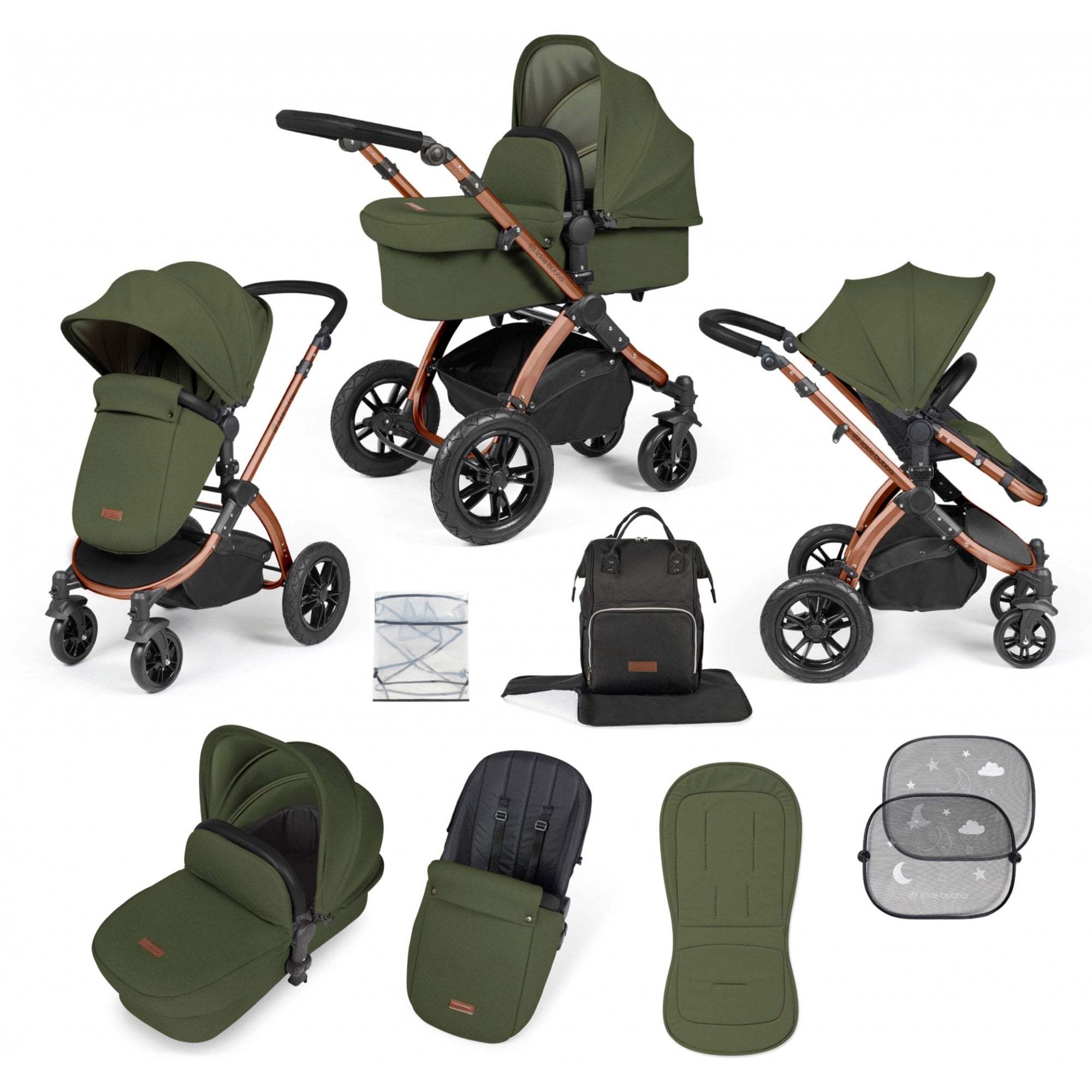 Ickle Bubba Stomp Luxe 9 Piece Pram Woodland