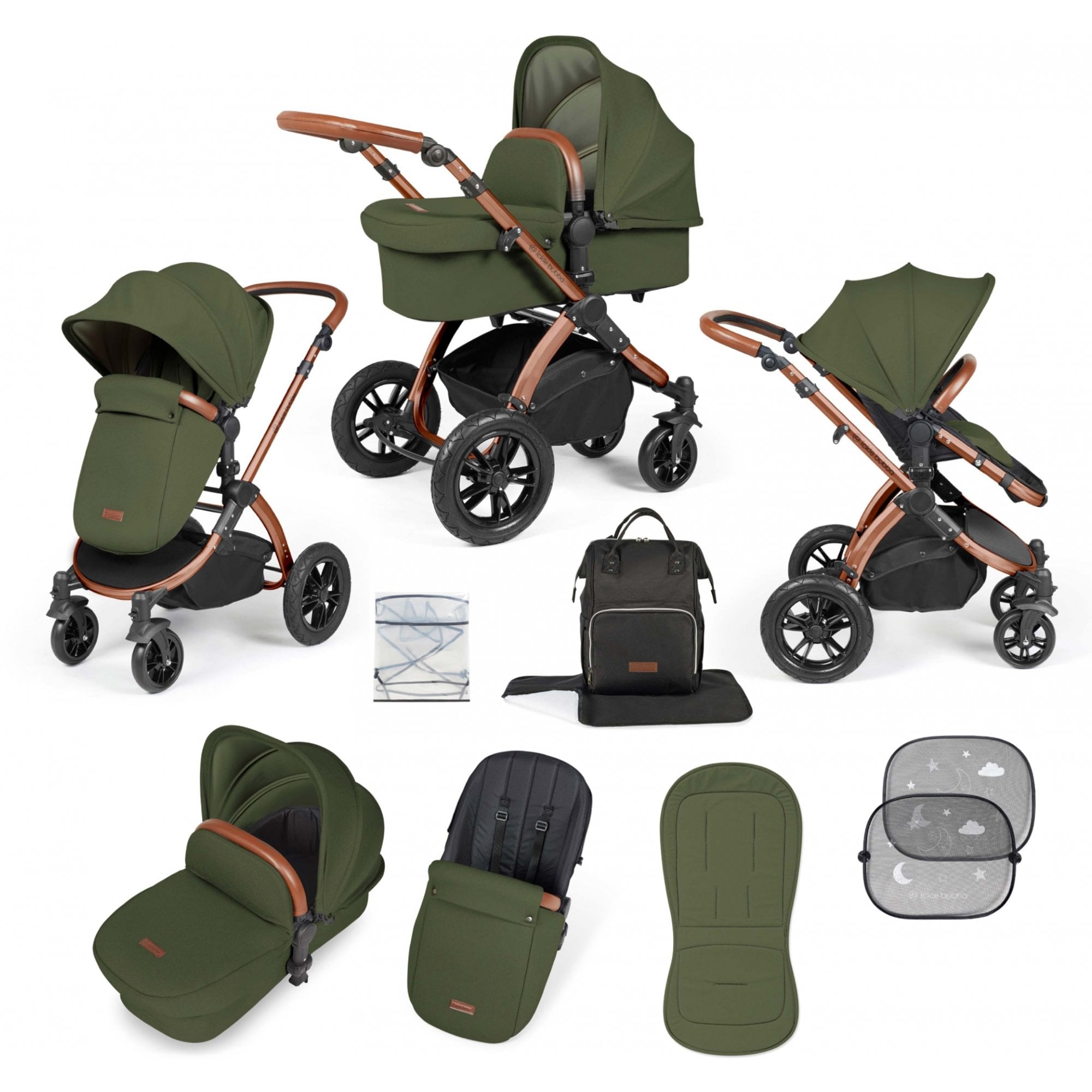 Ickle Bubba Stomp Luxe 9 Piece Pram Woodland