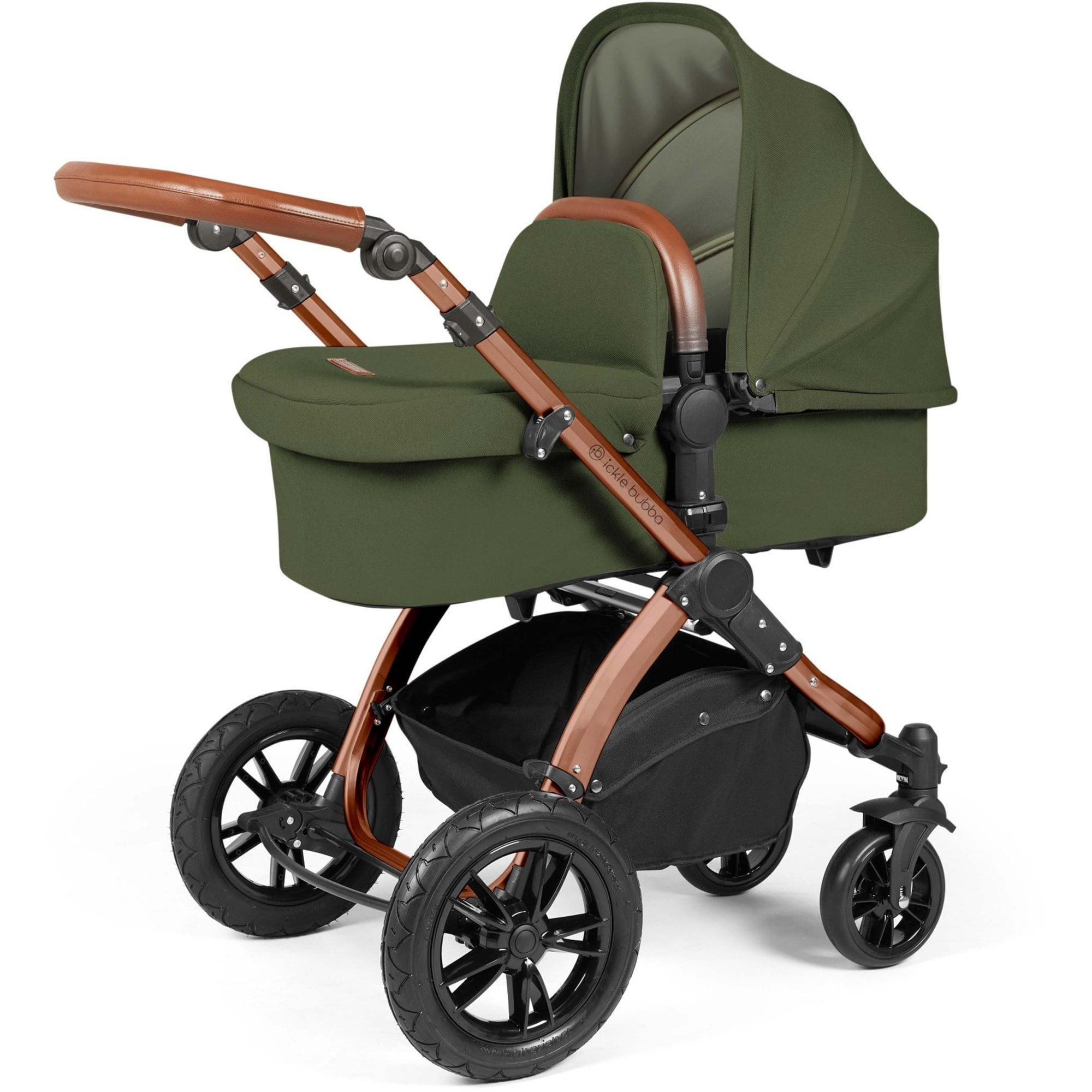 Ickle Bubba Stomp Luxe 12 Piece Travel System & i-Size Cirrus Car Seat + Base Woodland