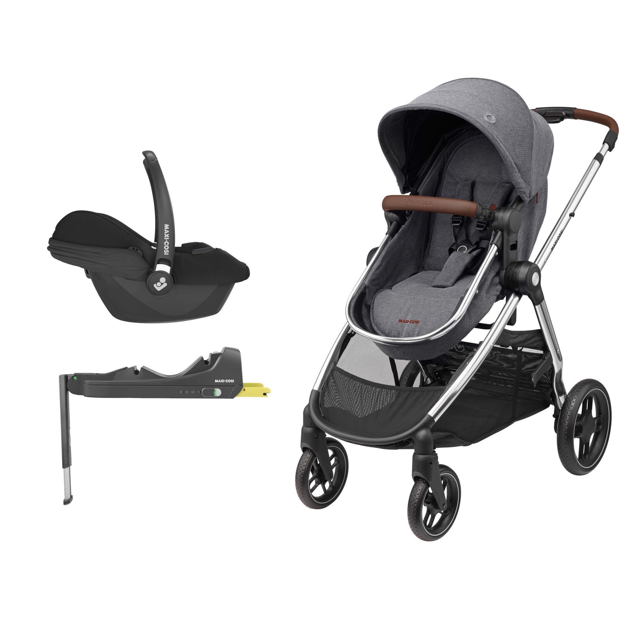 Maxi Cosi Zelia 3 Luxe 2in1 Bundle & Base Twillic Grey