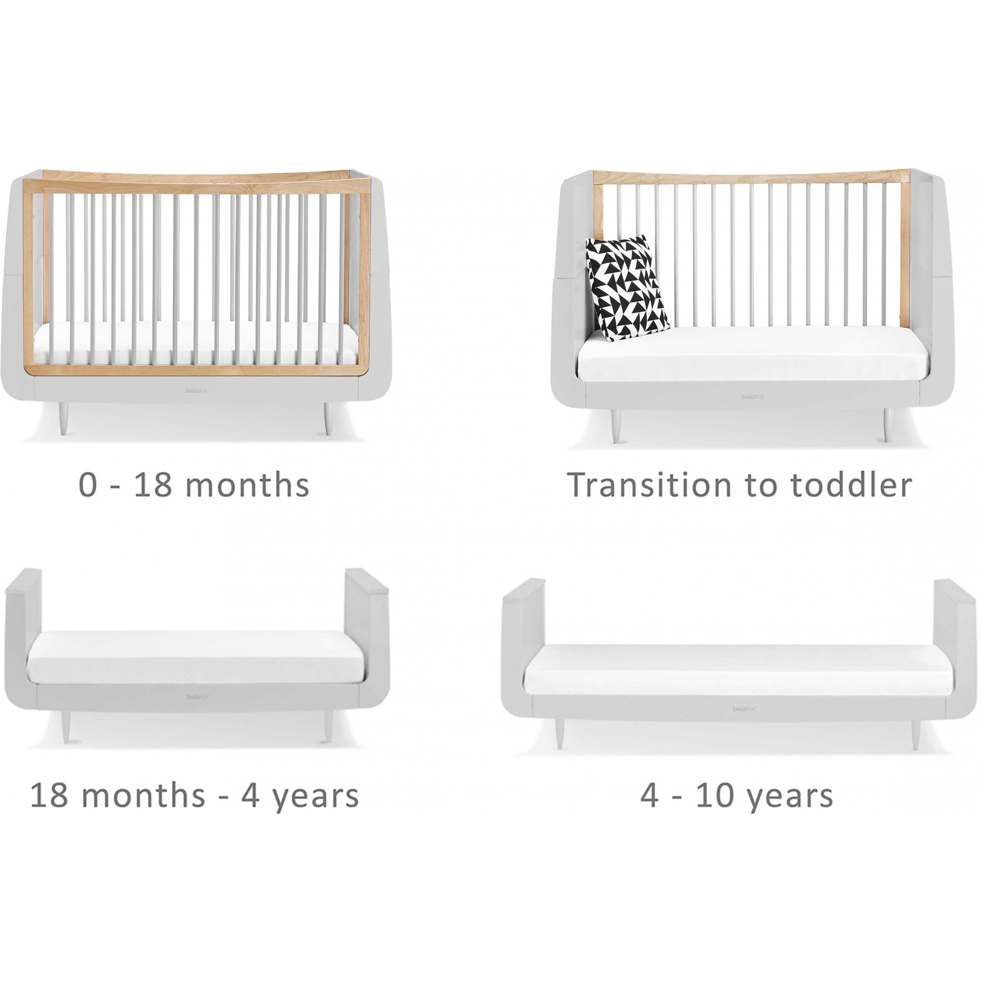 Snuz Snuzkot Skandi Cot Bed Grey