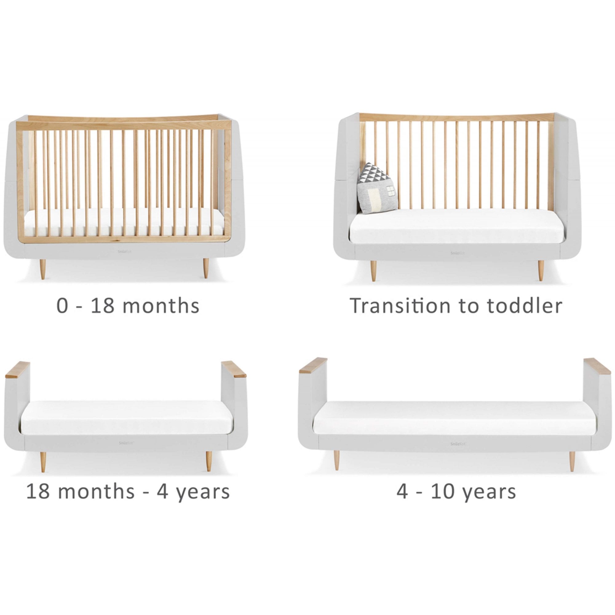 Snuz Snuzkot Skandi Cot Bed Haze Grey / Natural