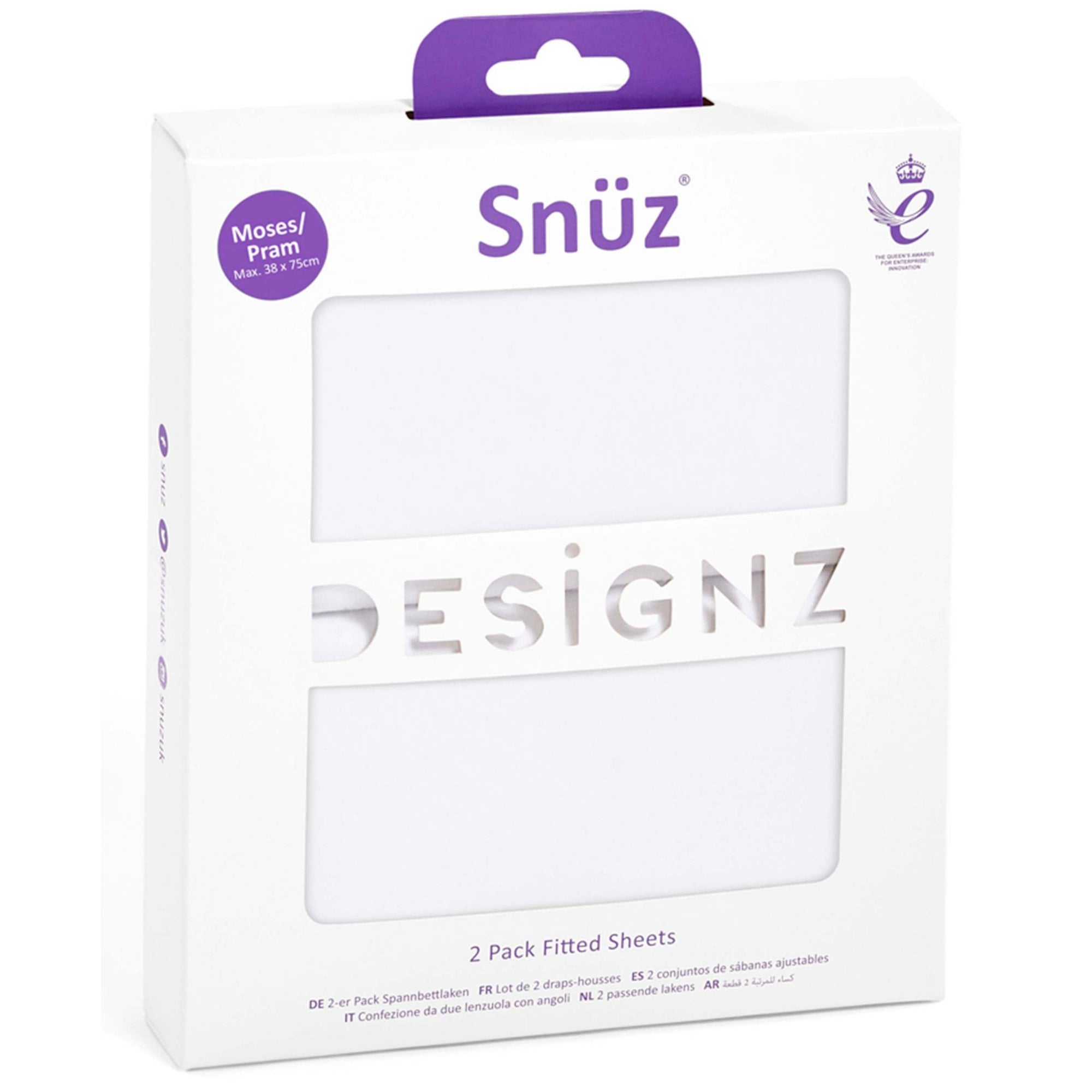 Snuz Moses & Pram Fitted Sheets 2 Pack White