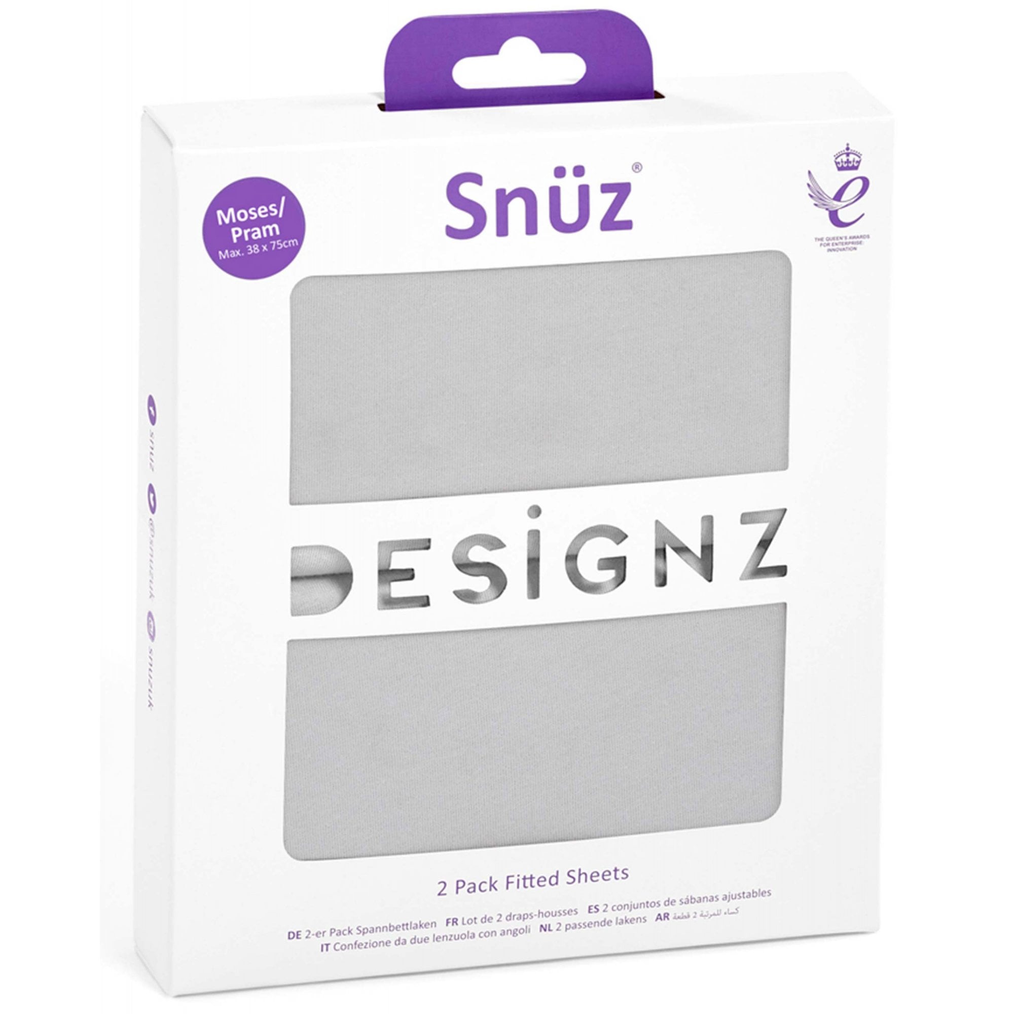Snuz Moses & Pram Fitted Sheets 2 Pack Grey