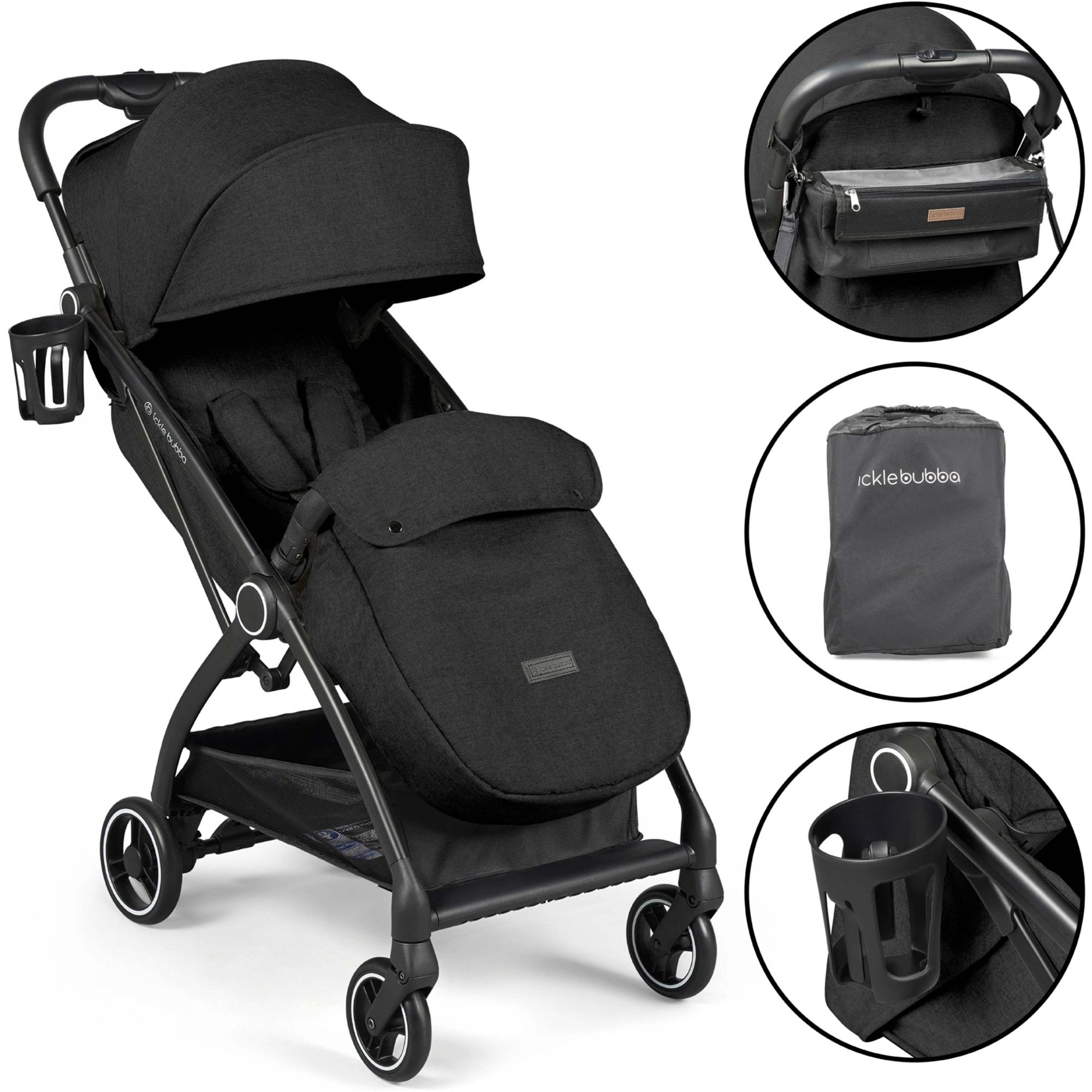 Ickle Bubba Aries Prime Auto-Fold Stroller Black