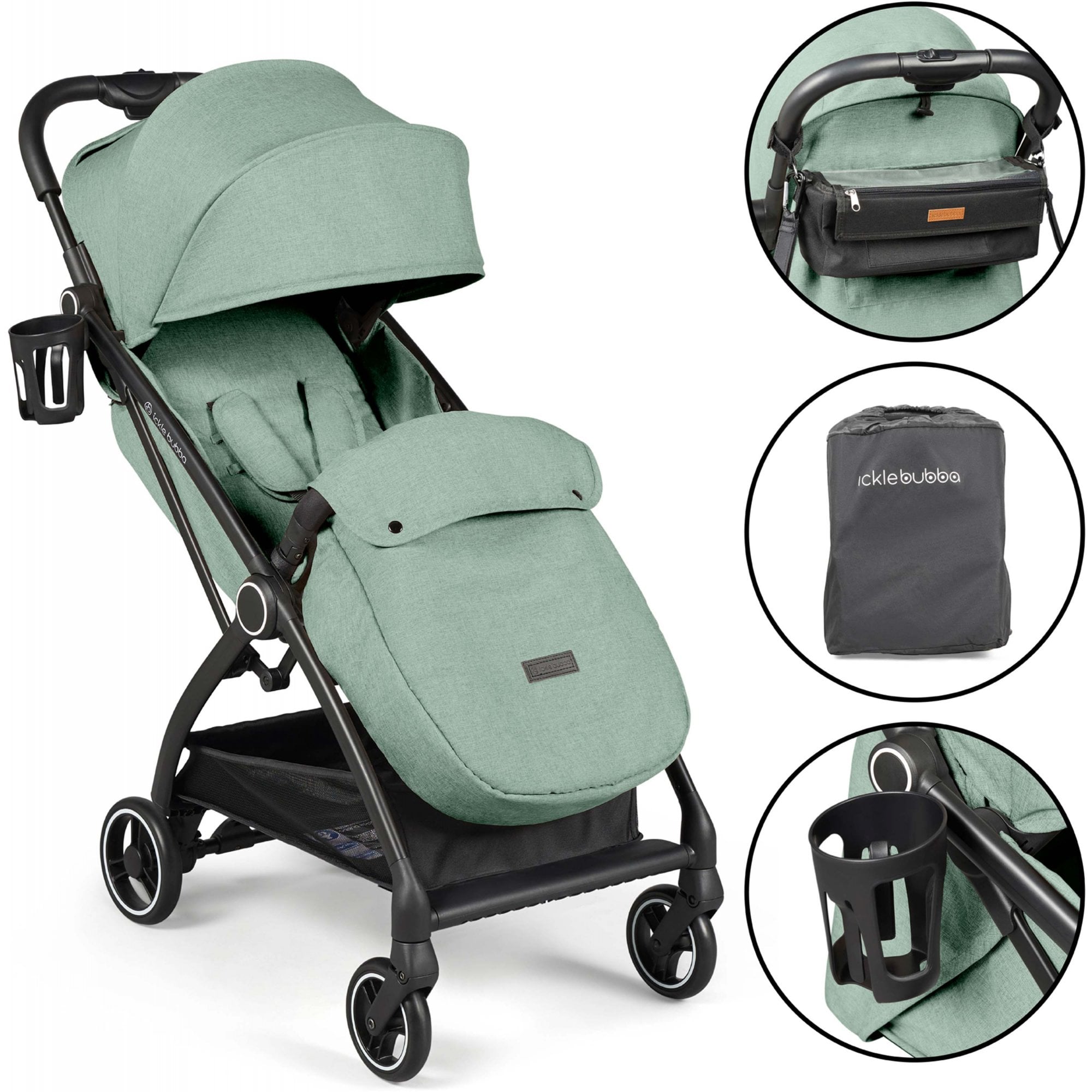 Ickle Bubba Aries Prime Auto-Fold Stroller Sage Green