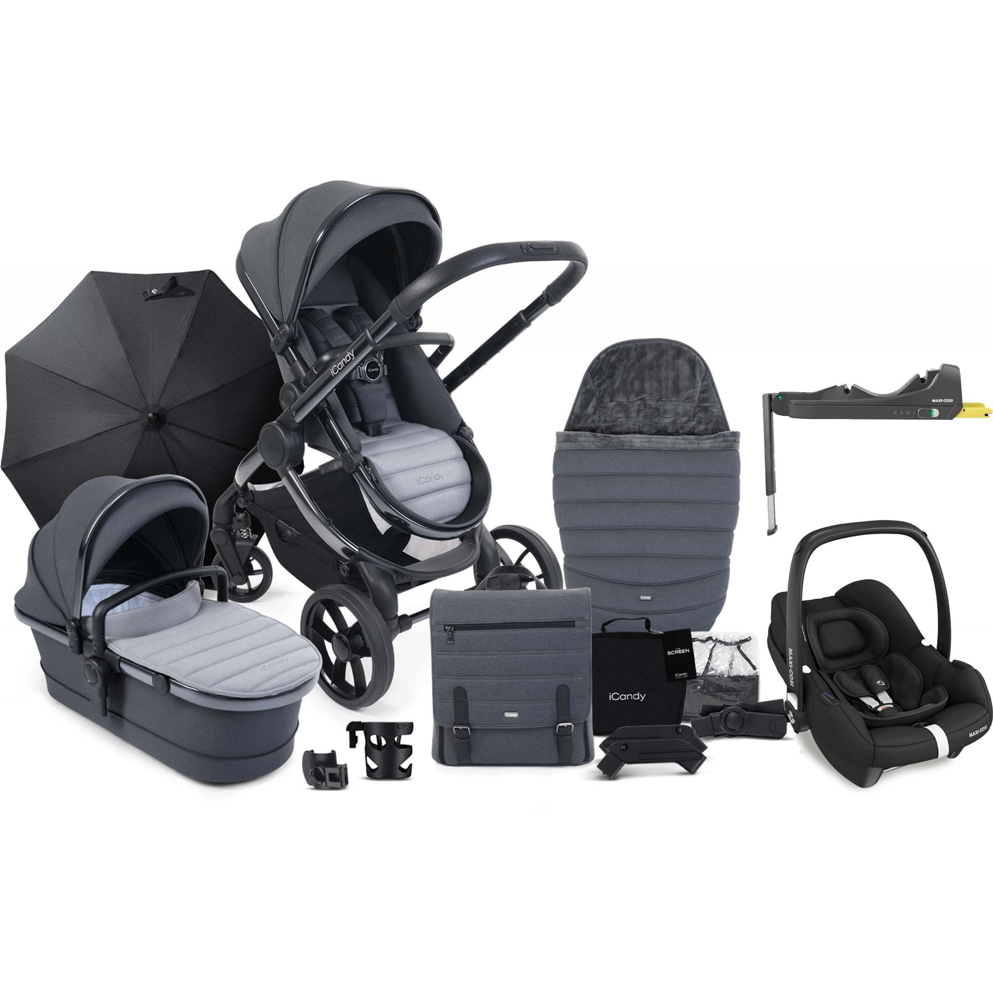 iCandy Peach 7 Complete Bundle Phantom / Truffle + Cabriofix & Base