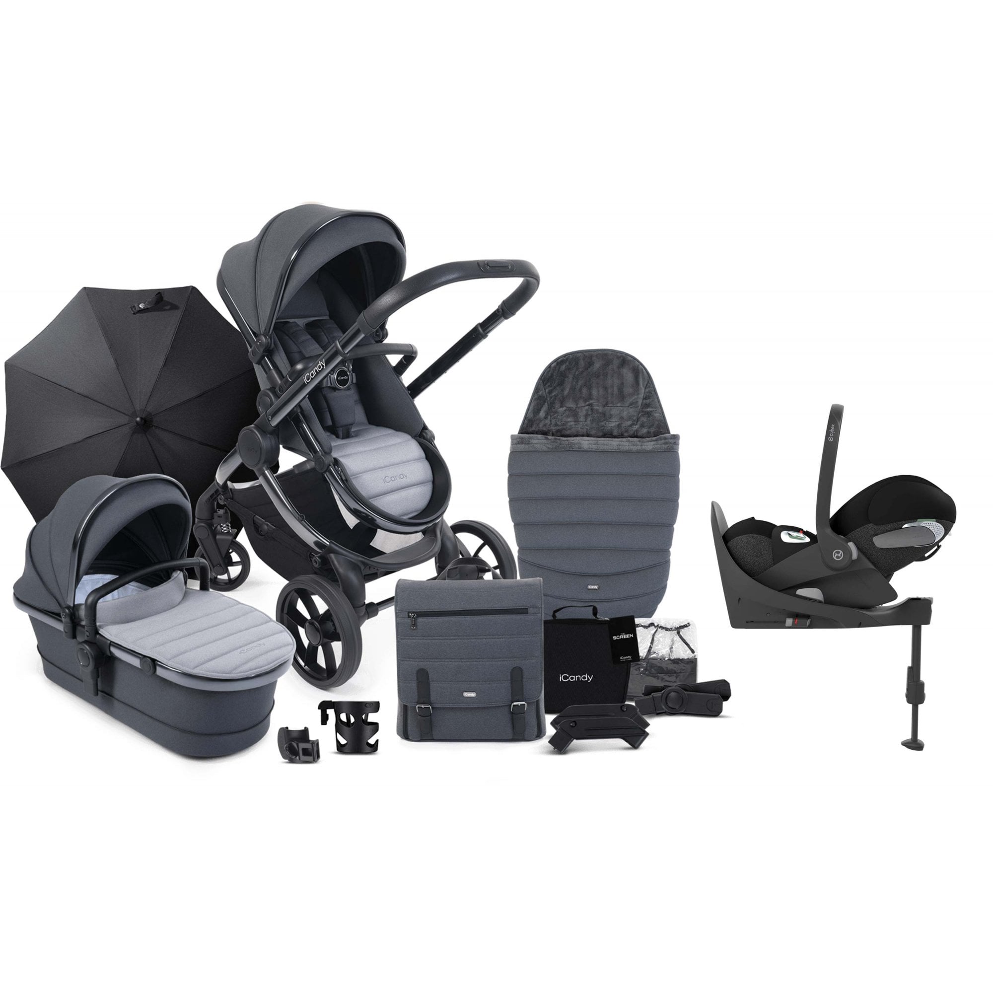 iCandy Peach 7 Complete Bundle Phantom / Truffle + Cloud T & Base