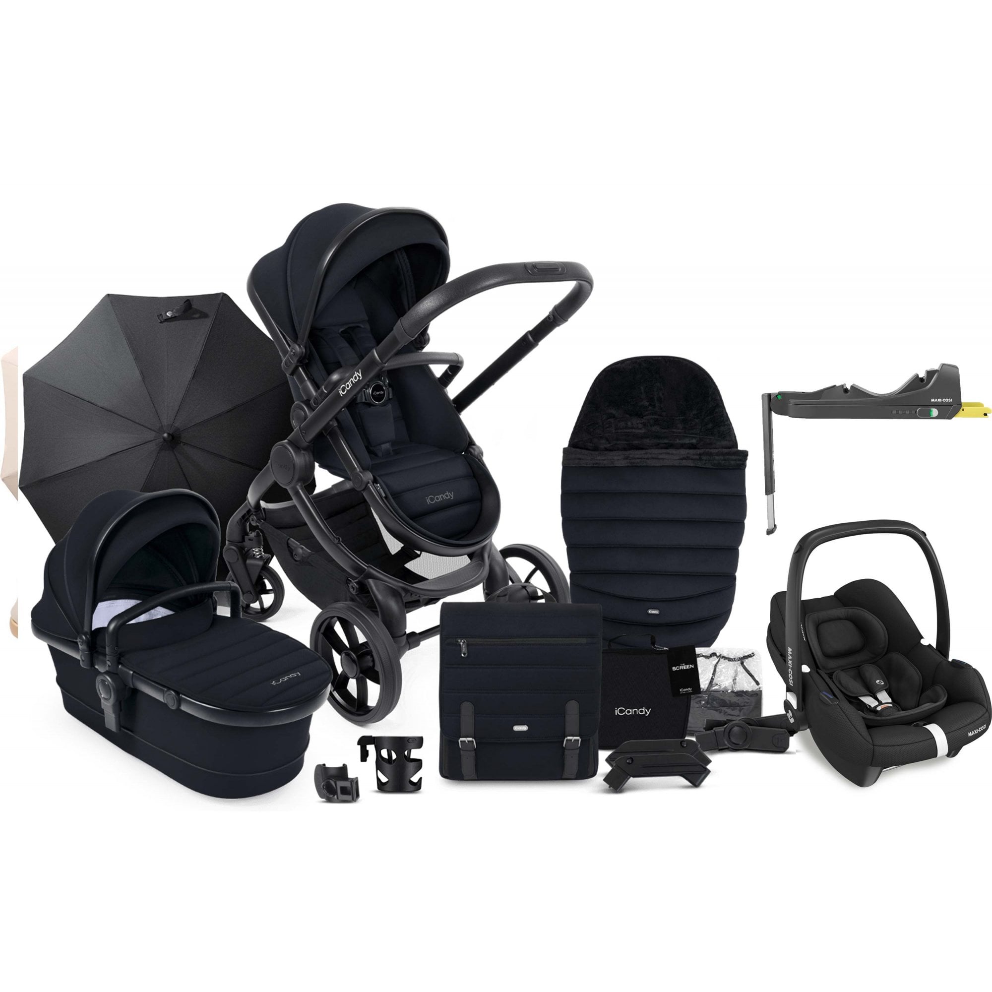 iCandy Peach 7 Complete Bundle Phantom / Black Edition + Cabriofix & Base