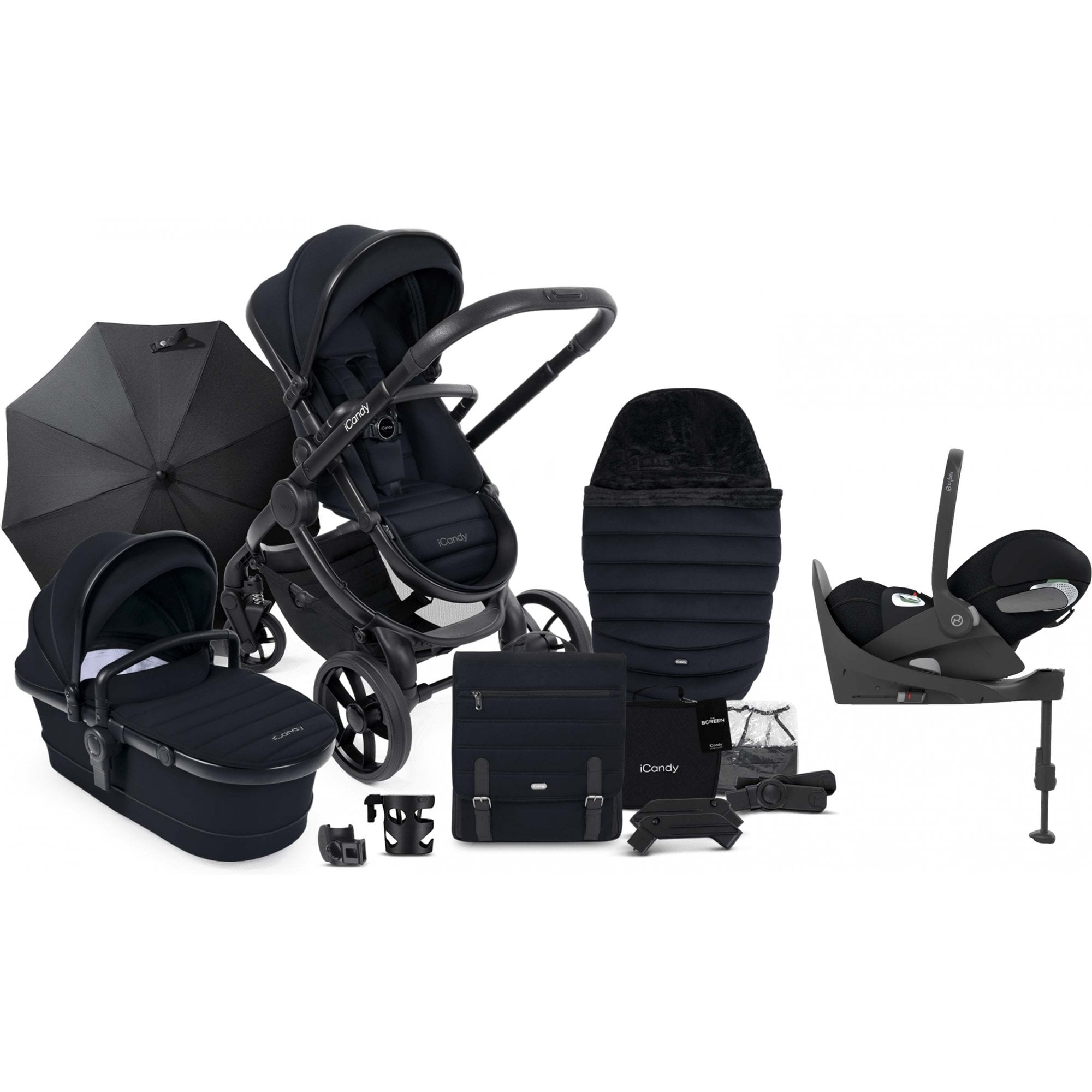 iCandy Peach 7 Complete Bundle Phantom / Black Edition + Cloud T Plus & Base