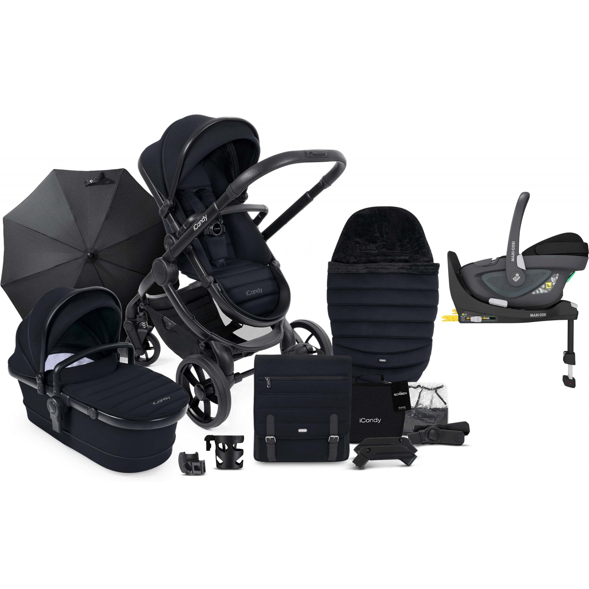 iCandy Peach 7 Complete Bundle Phantom / Black Edition + Pebble 360 Pro 2 & Base