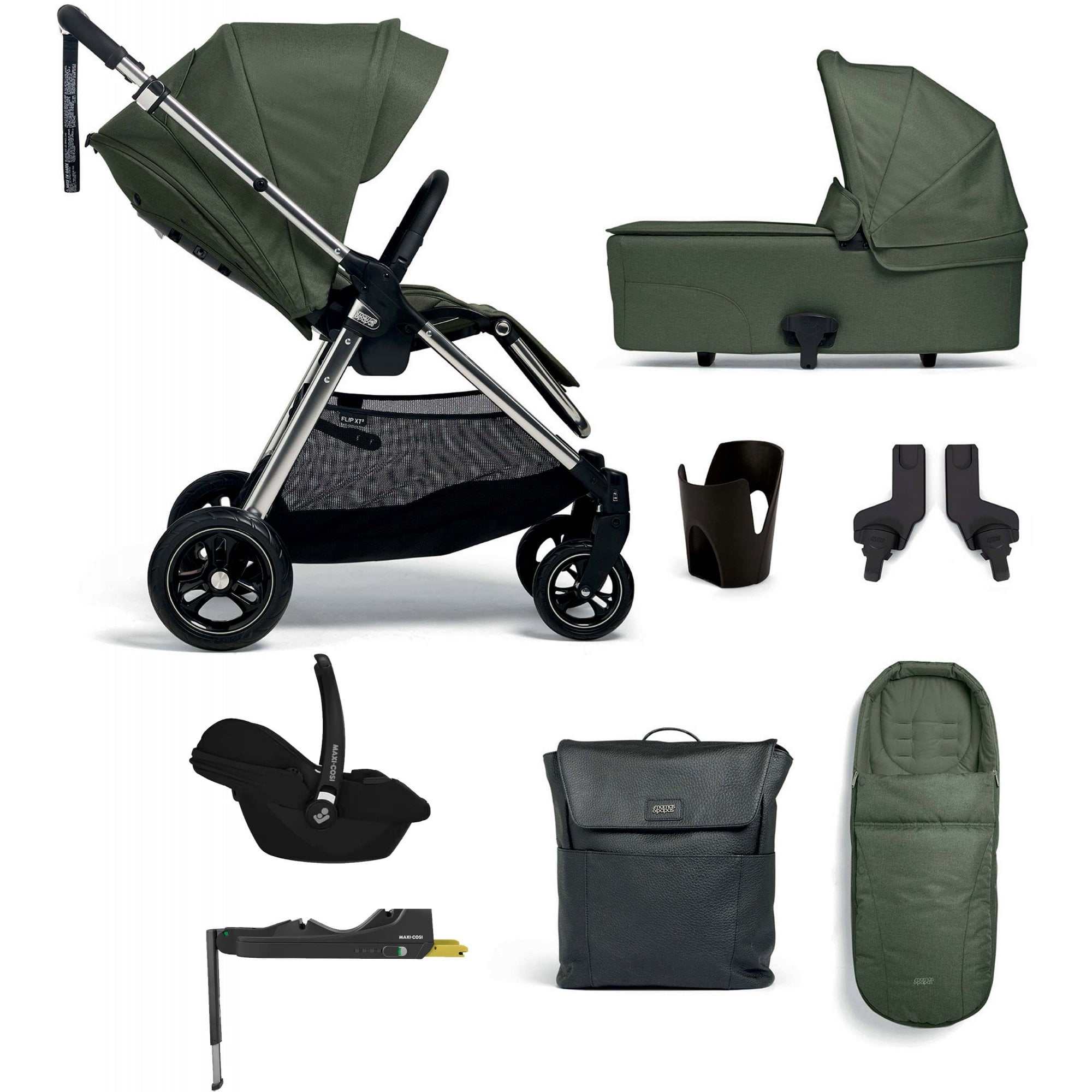 Mamas & Papas Flip XT3 Essential Bundle Juniper + Cabriofix I-Size Car Seat + Base