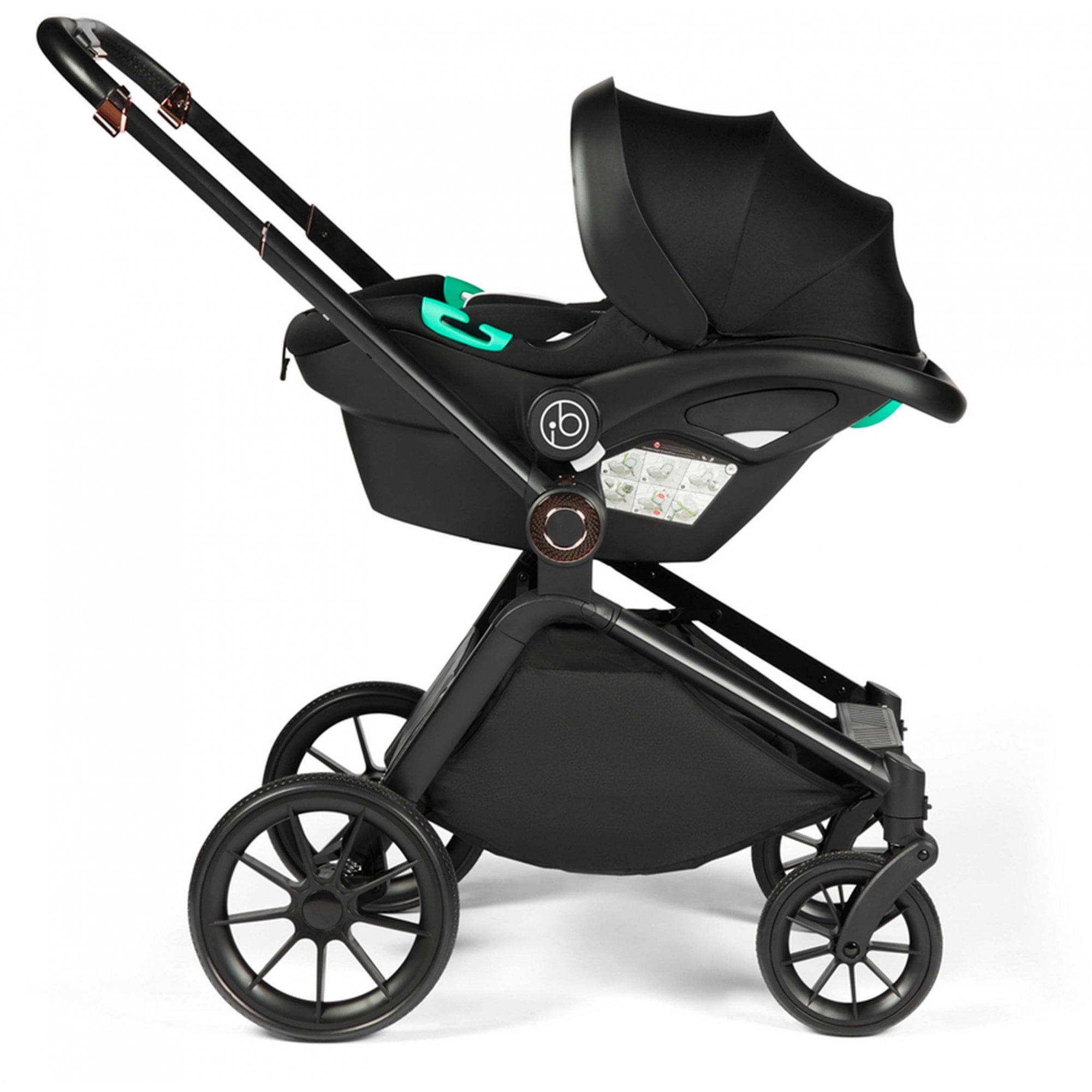 Ickle Bubba Altima 12 Piece Travel System with i-Size Stratus Car Seat & ISOFIX Base Black