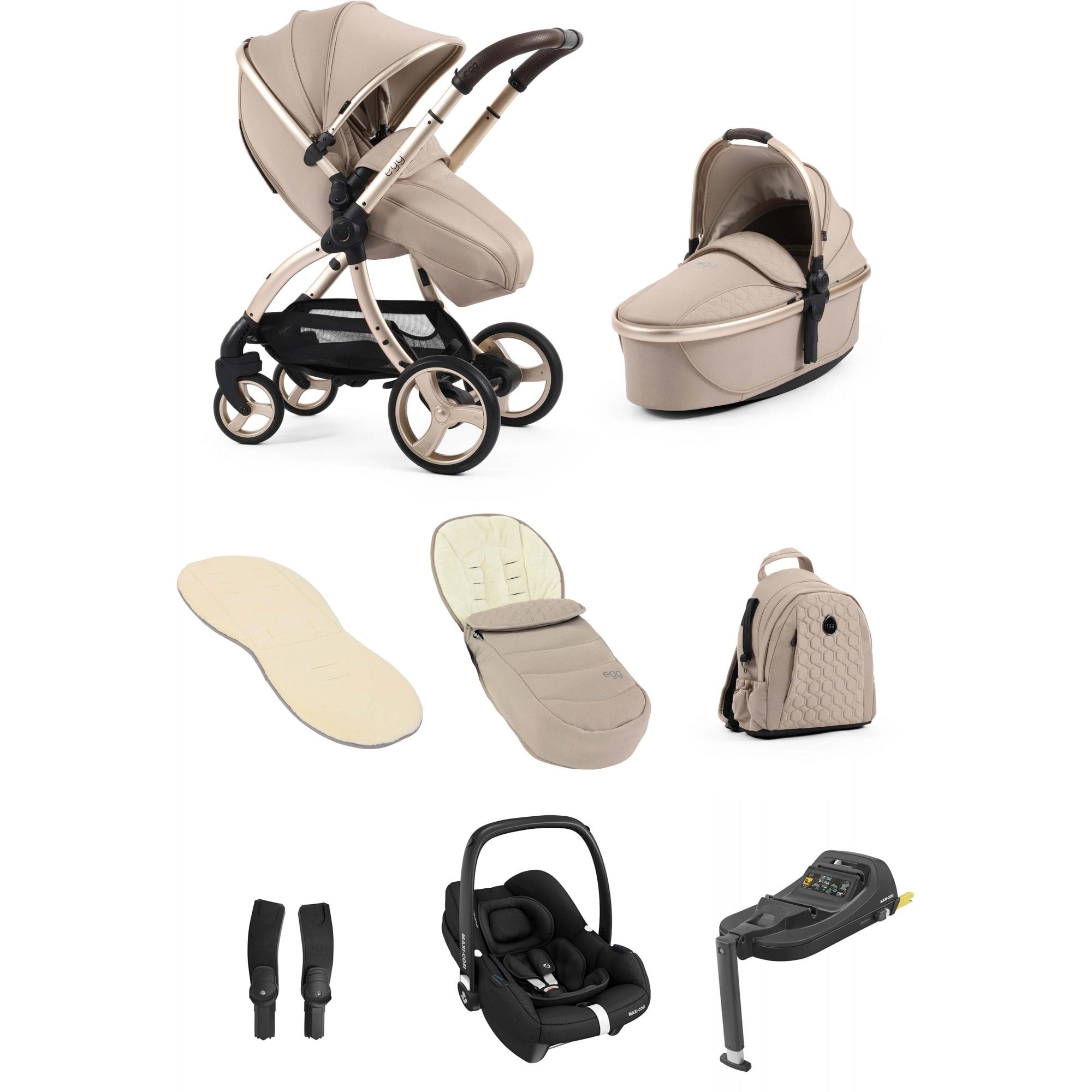 egg3® Stroller Luxury Bundle Feather + Cabriofix i-Size Car Seat & Base