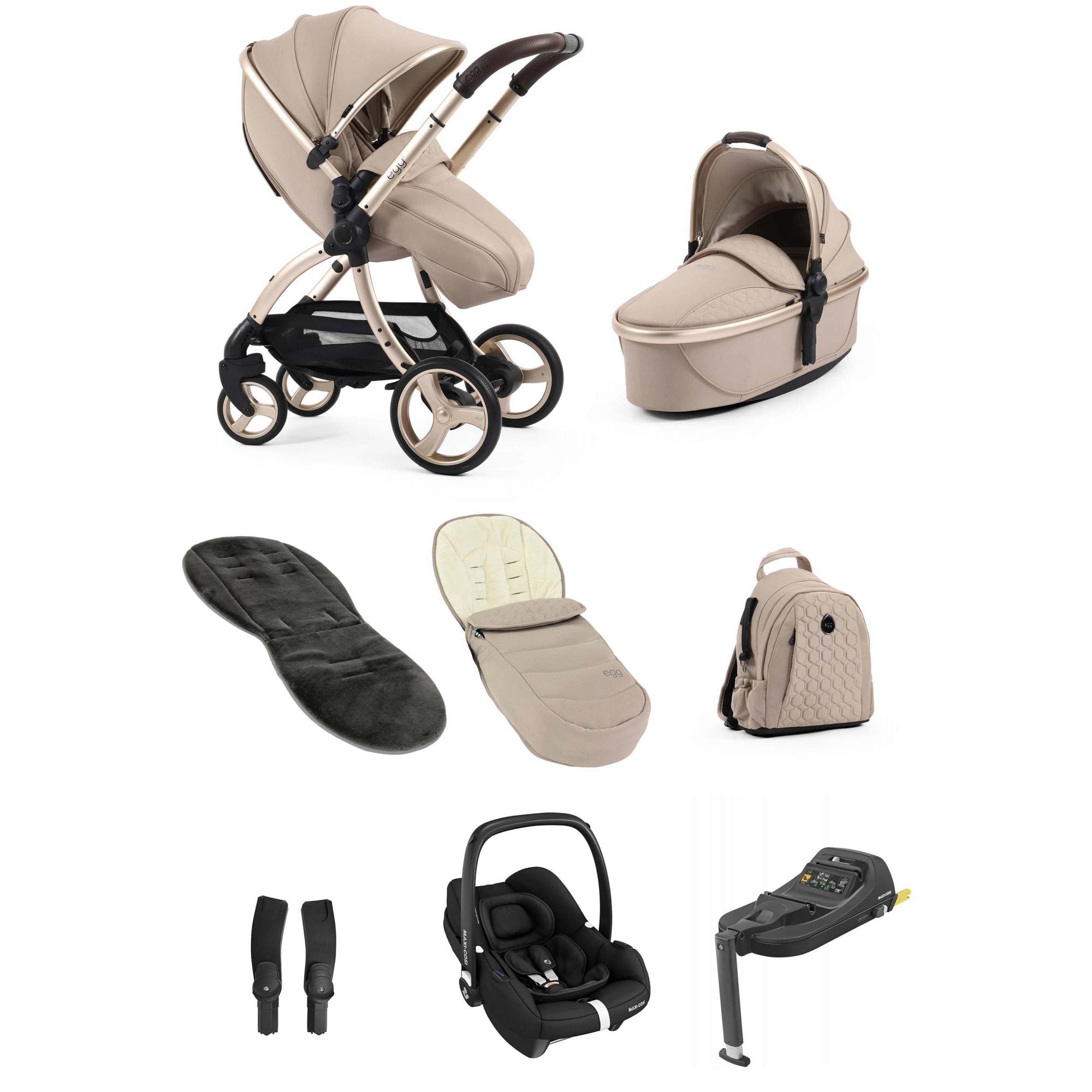 egg3® Stroller Luxury Bundle Feather + Cabriofix i-Size Car Seat & Base