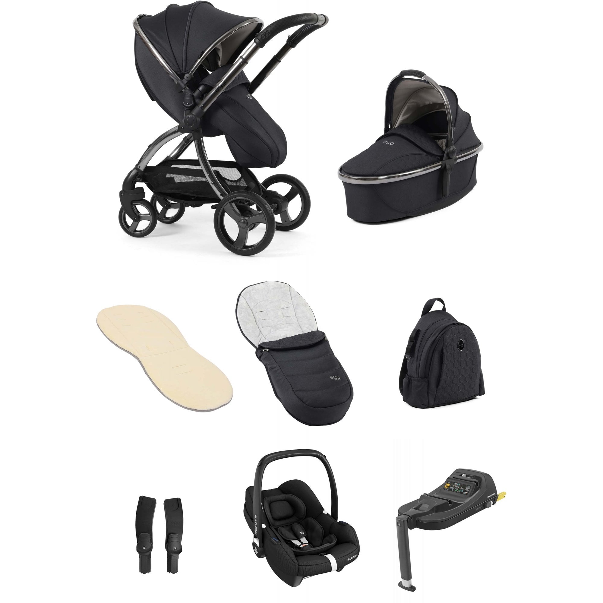 egg3® Stroller Luxury Bundle Carbonite + Cabriofix i-Size Car Seat & Base