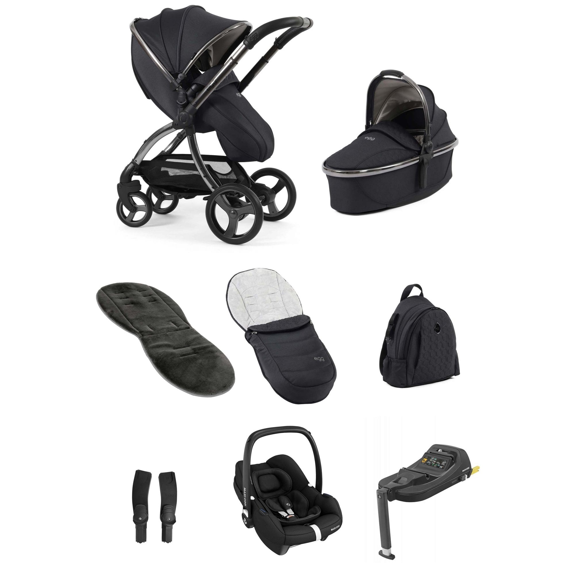 egg3® Stroller Luxury Bundle Carbonite + Cabriofix i-Size Car Seat & Base
