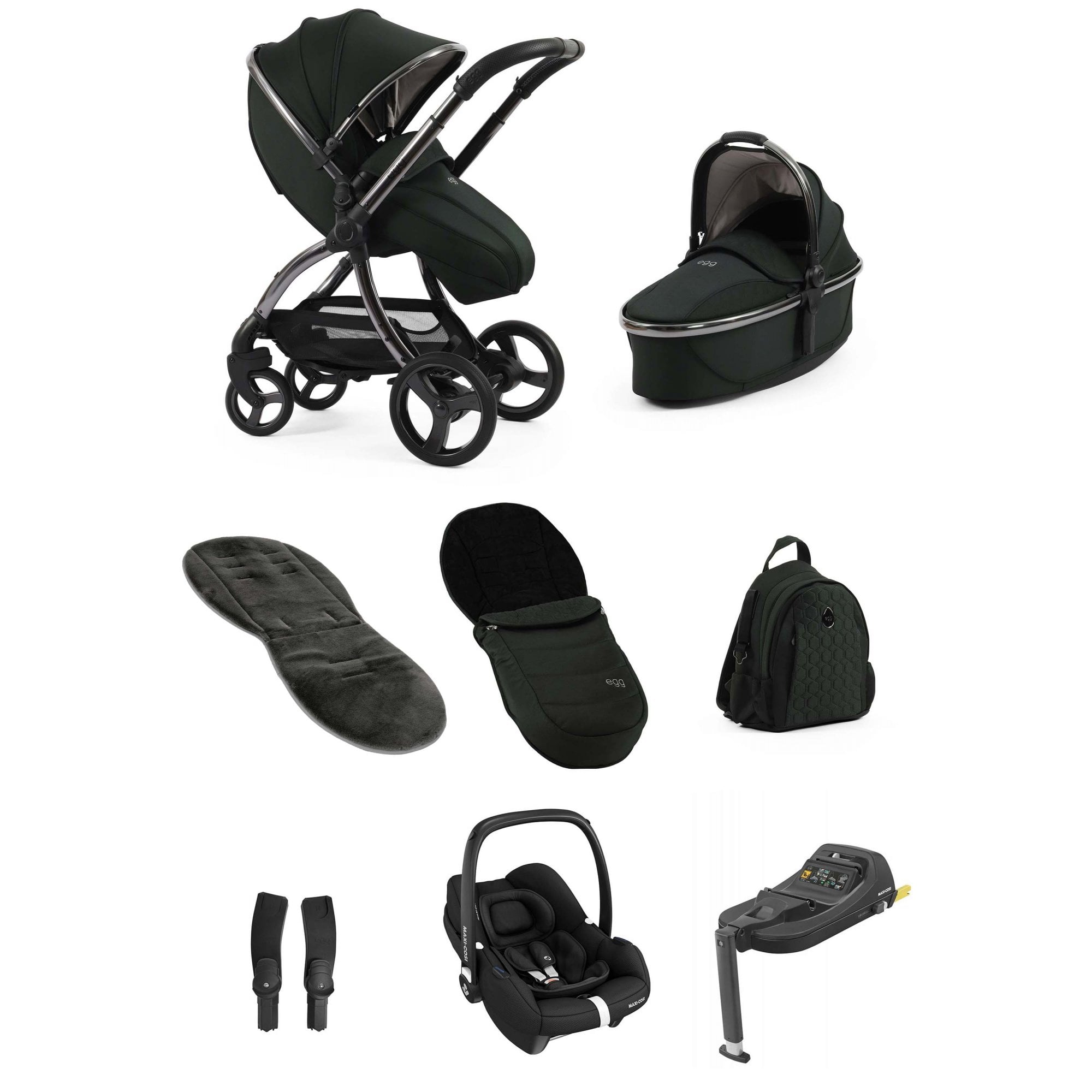 egg3® Stroller Luxury Bundle Black Olive + Cabriofix i-Size Car Seat & Base