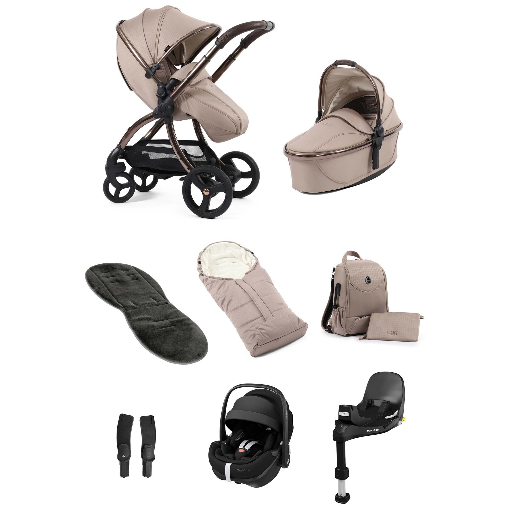 egg3® Stroller Luxury Special Edition Bundle Houndstooth Almond + Pebble 360 PRO 2 & Base
