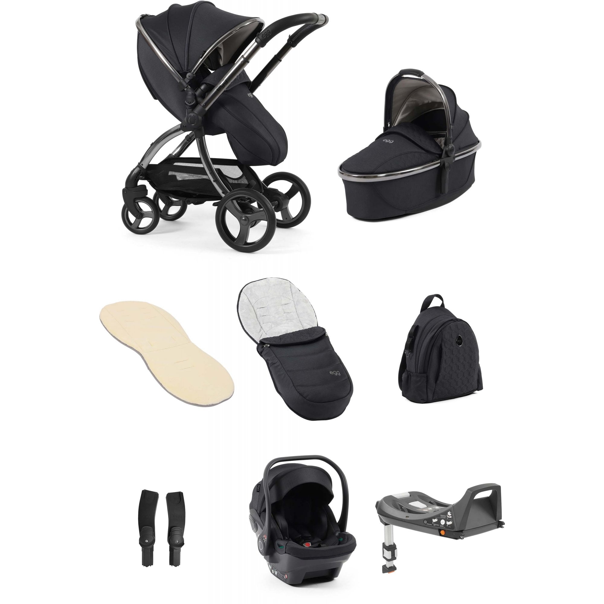egg3® Stroller Luxury Bundle Carbonite