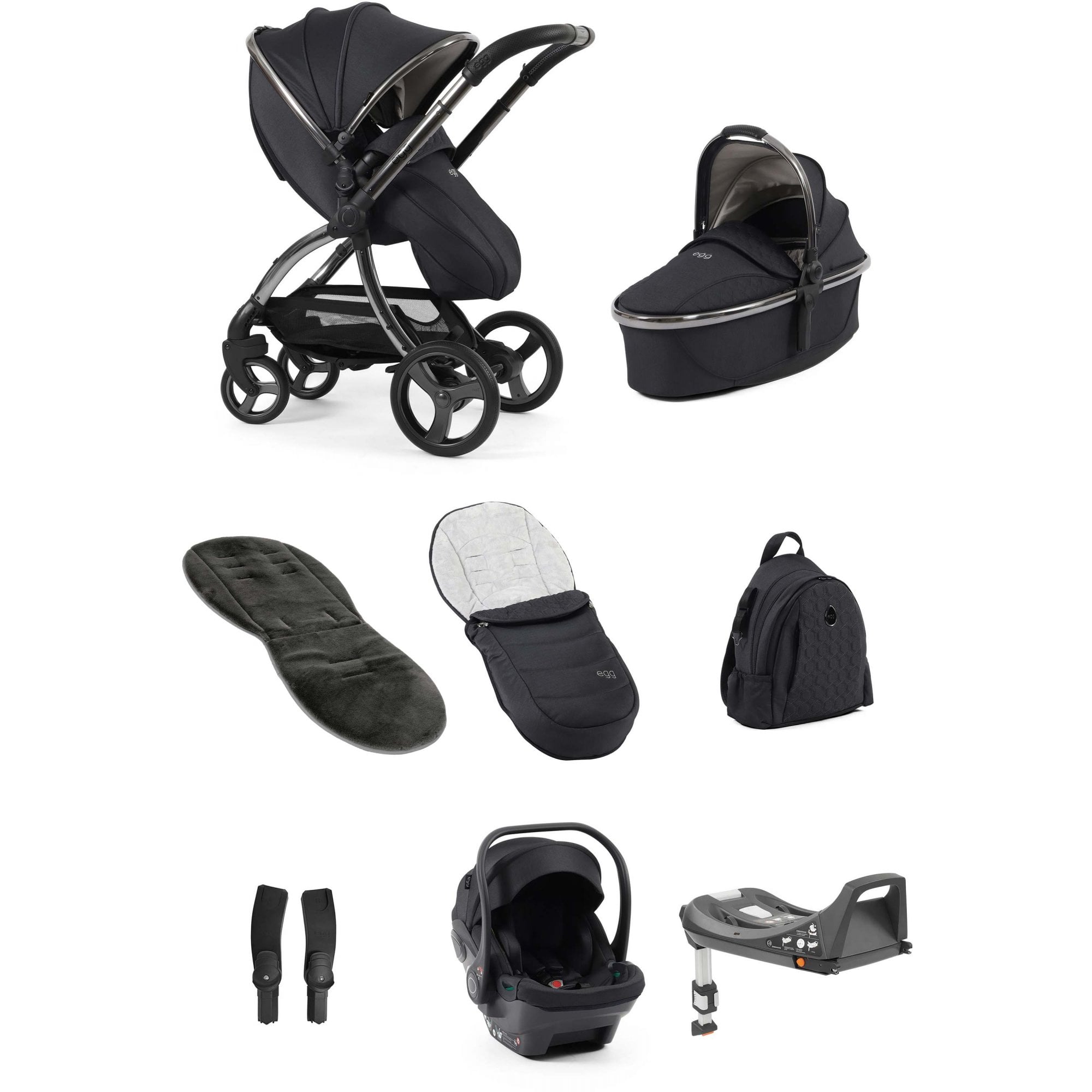 egg3® Stroller Luxury Bundle Carbonite