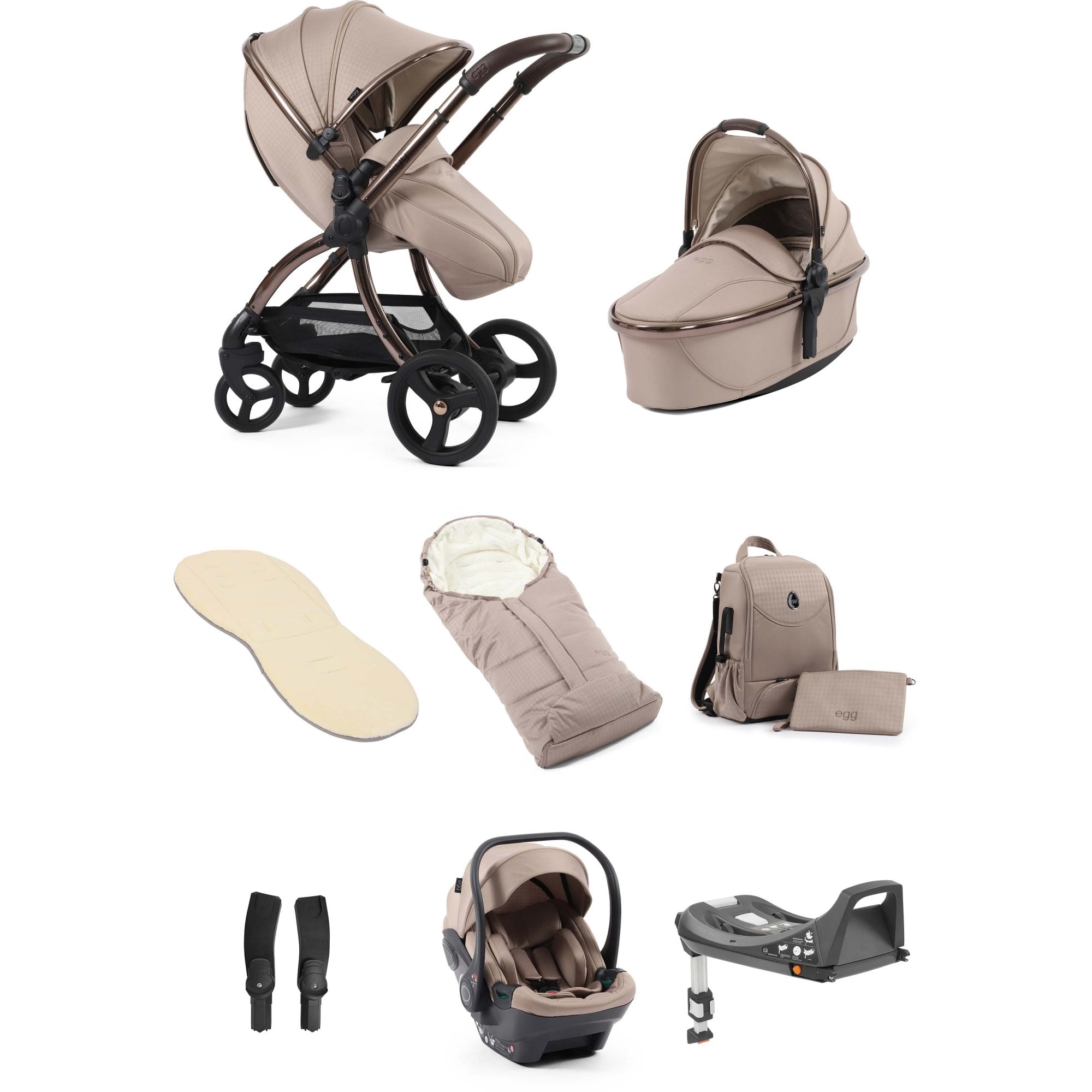 egg3® Stroller Luxury Special Edition Bundle Houndstooth Almond