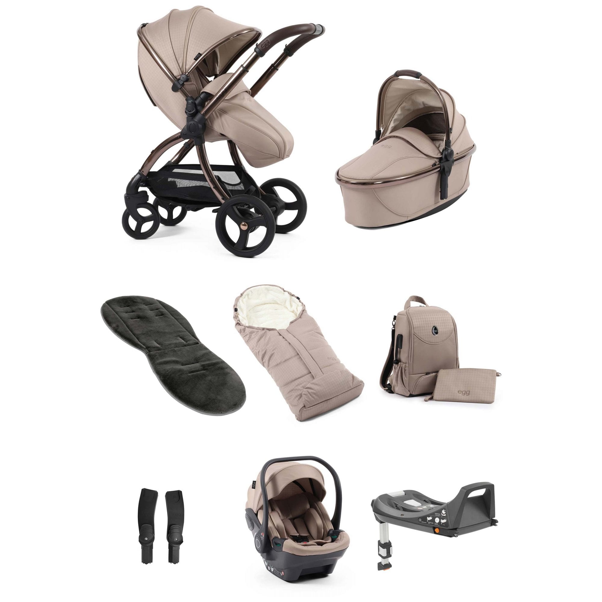 egg3® Stroller Luxury Special Edition Bundle Houndstooth Almond