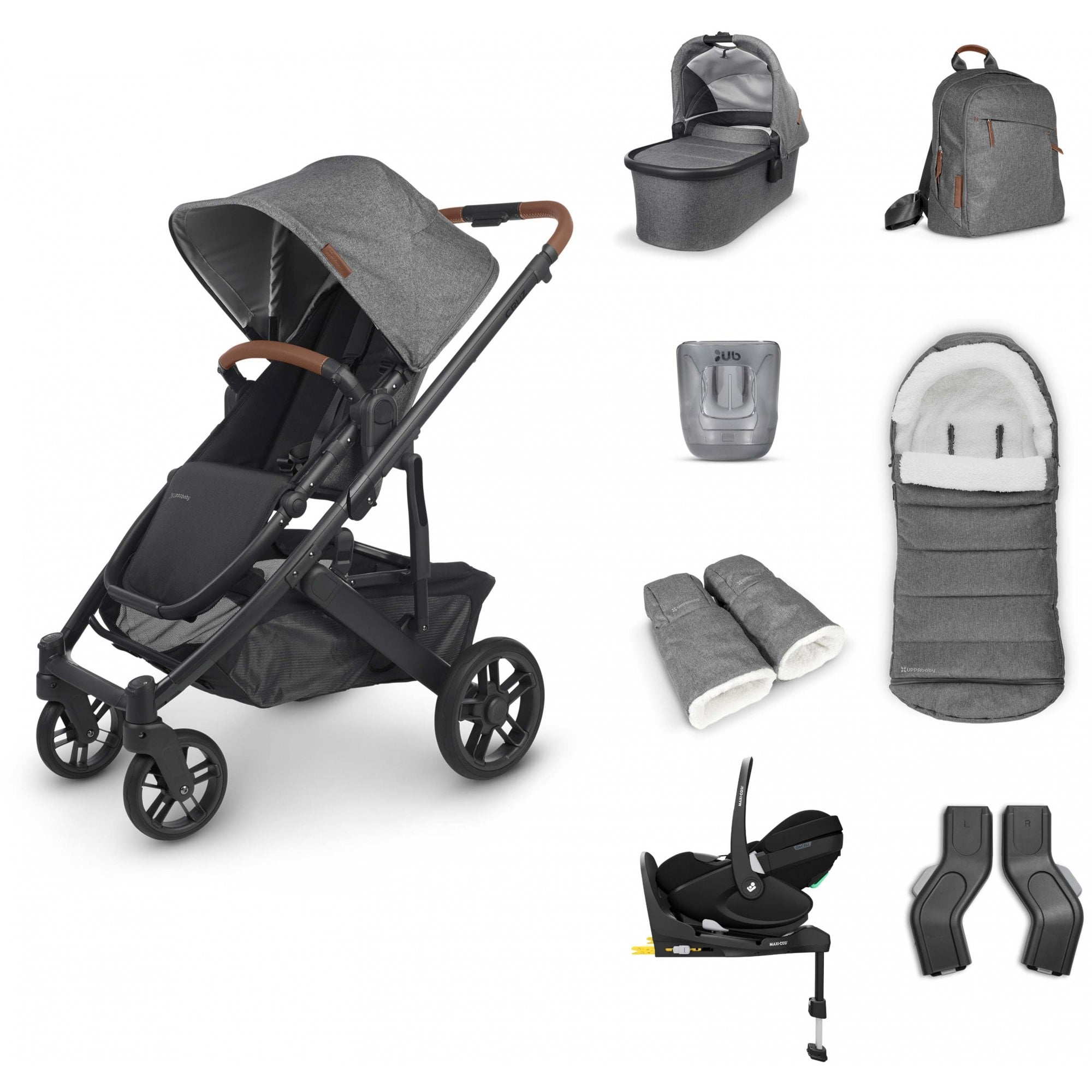 Uppababy Cruz V2 + Pebble 360 Pro + Base + Accessories Bundle Greyson