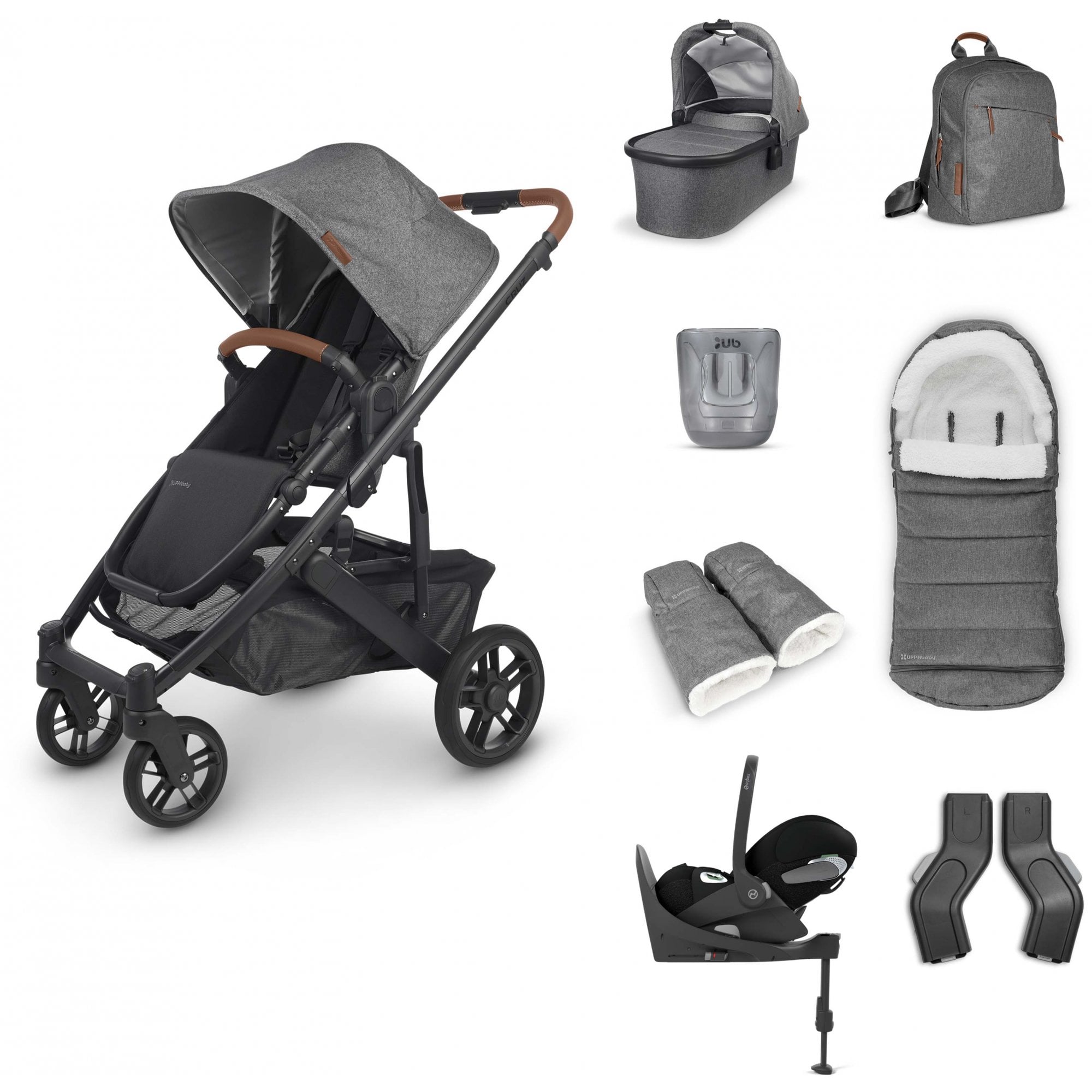 Uppababy Cruz V2 + Cloud T + Base + Accessories Bundle Greyson