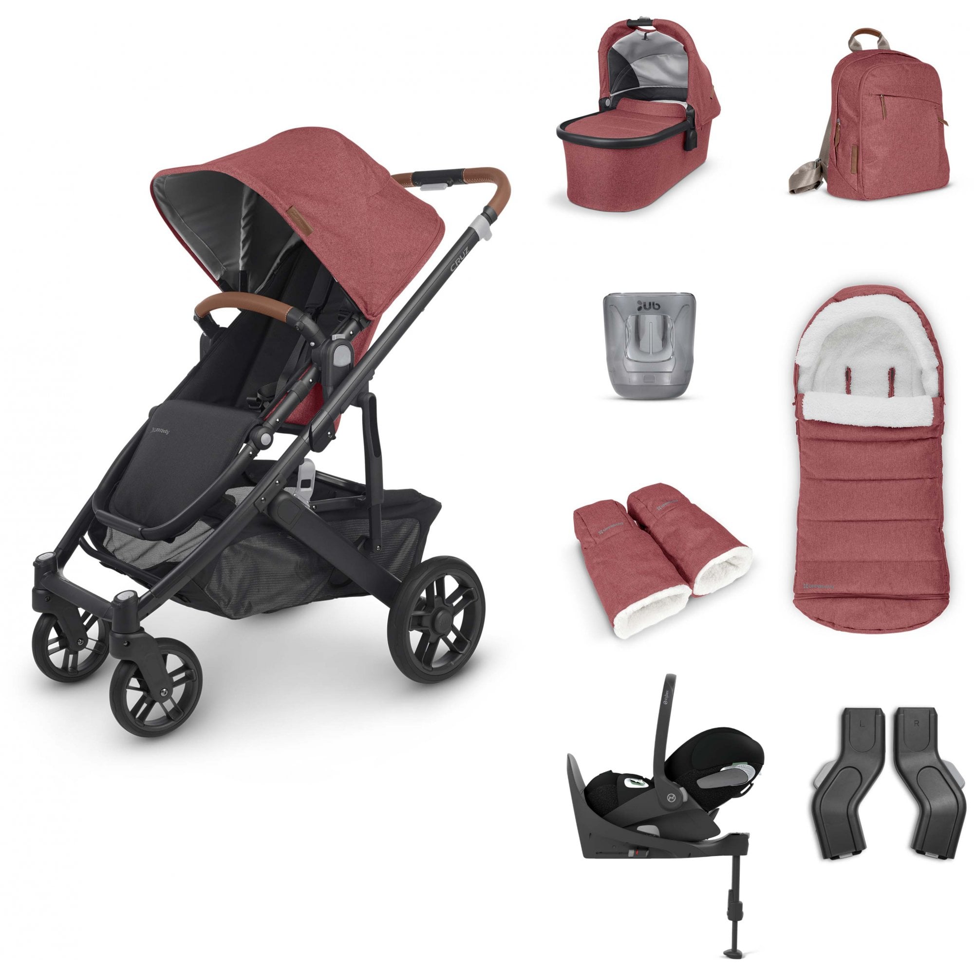 Uppababy Cruz V2 + Cloud T + Base + Accessories Bundle Lucy