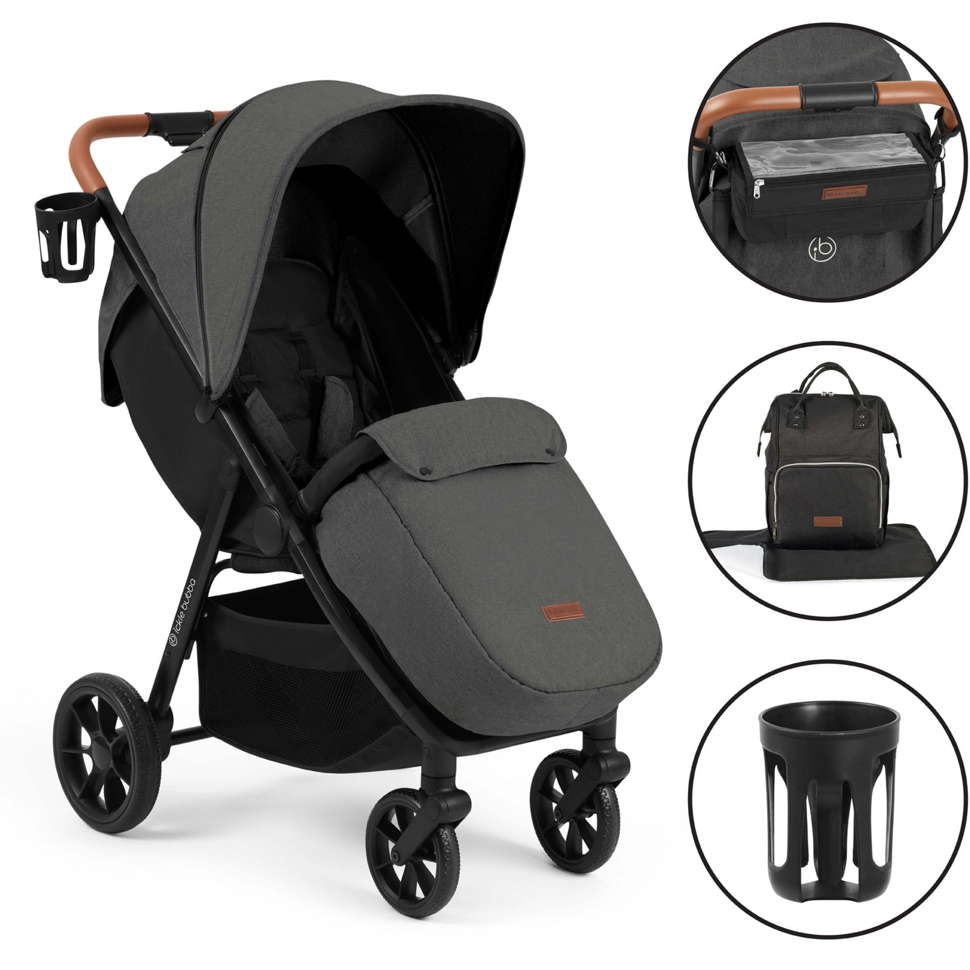 Ickle Bubba Stomp Stride Prime Stroller Charcoal Grey