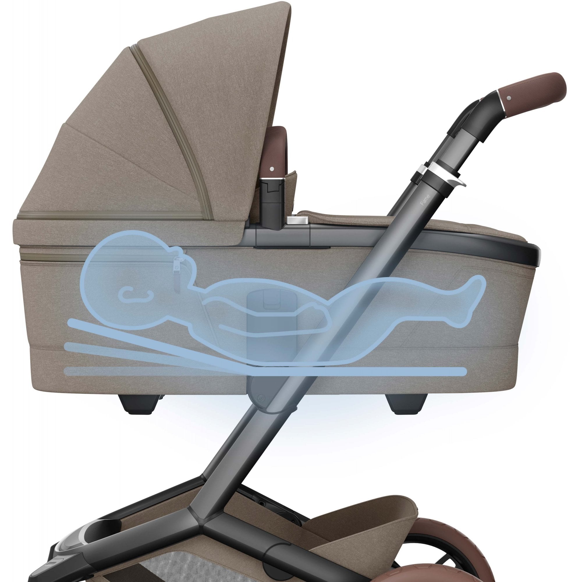 Maxi Cosi Fame 8 Piece Complete Bundle Twillic Truffle With Brown Wheels